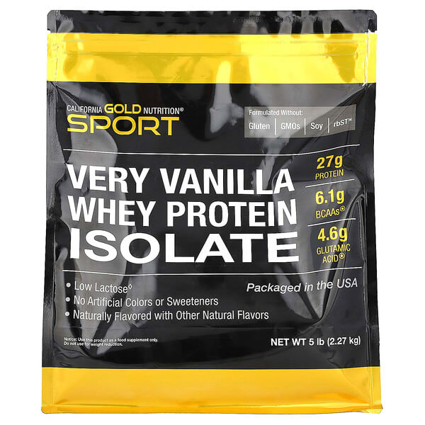 California Gold Nutrition, изолят сывороточного протеина со вкусом ванили, 2,27 кг (5 фунтов)