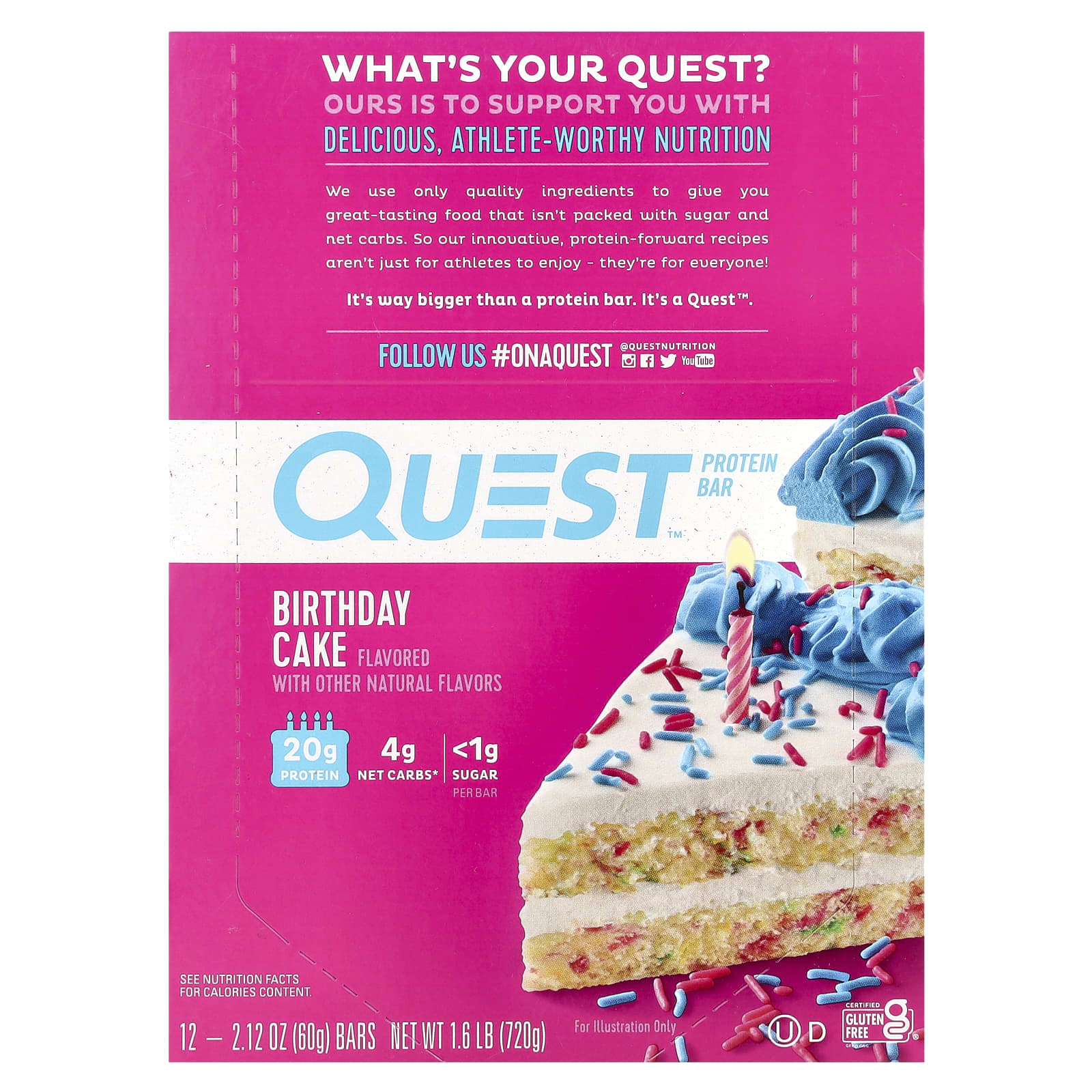 Quest Nutrition протеиновый батончик со вкусом праздничного торта 12 батончиков 60 г 212 унции каждый 5890₽