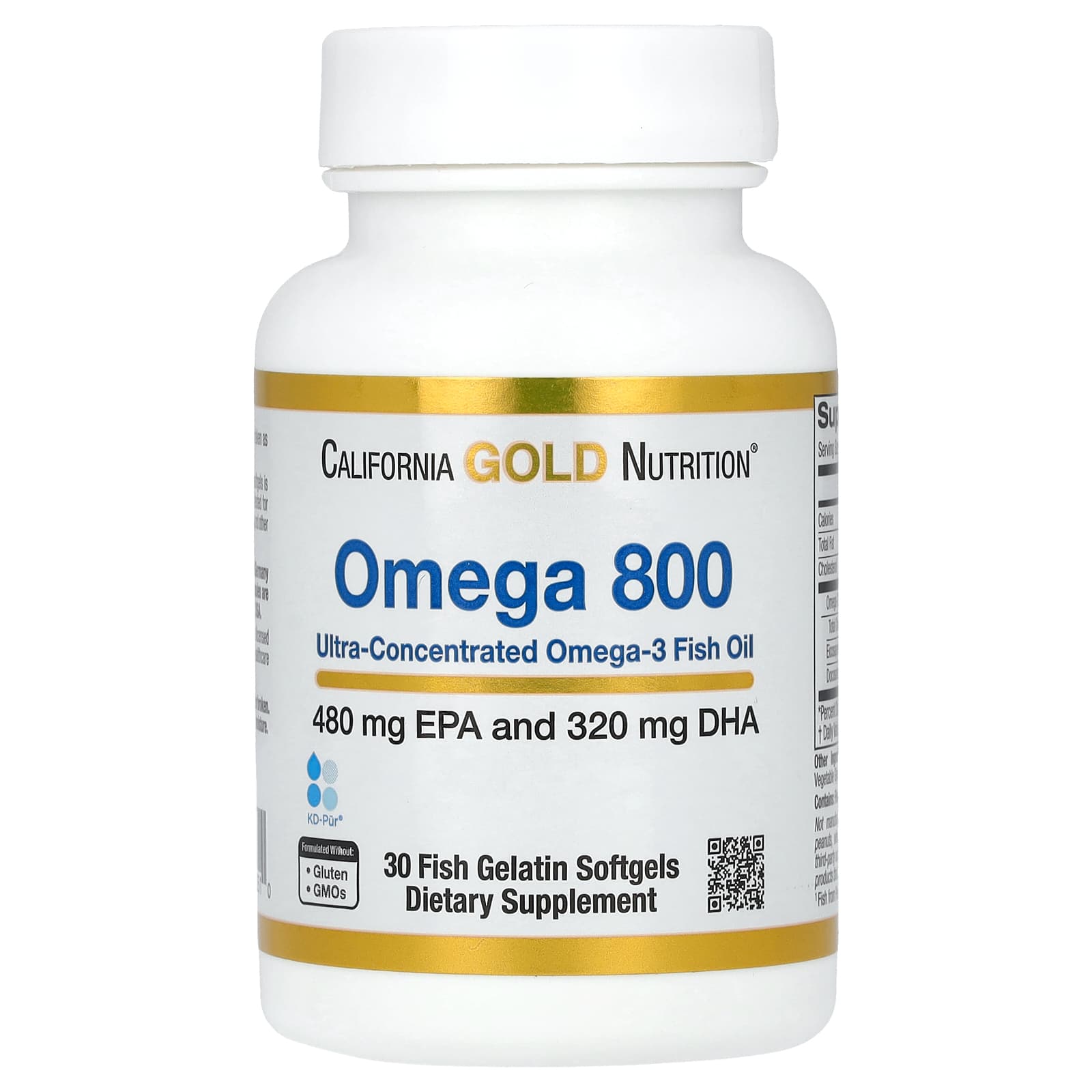 California Gold Nutrition омега 800 ультраконцентрированный рыбий жир с омега-3 в форме триглицеридов KD-Pur 1000 мг 30 капсул из рыбьего желатина 1890₽