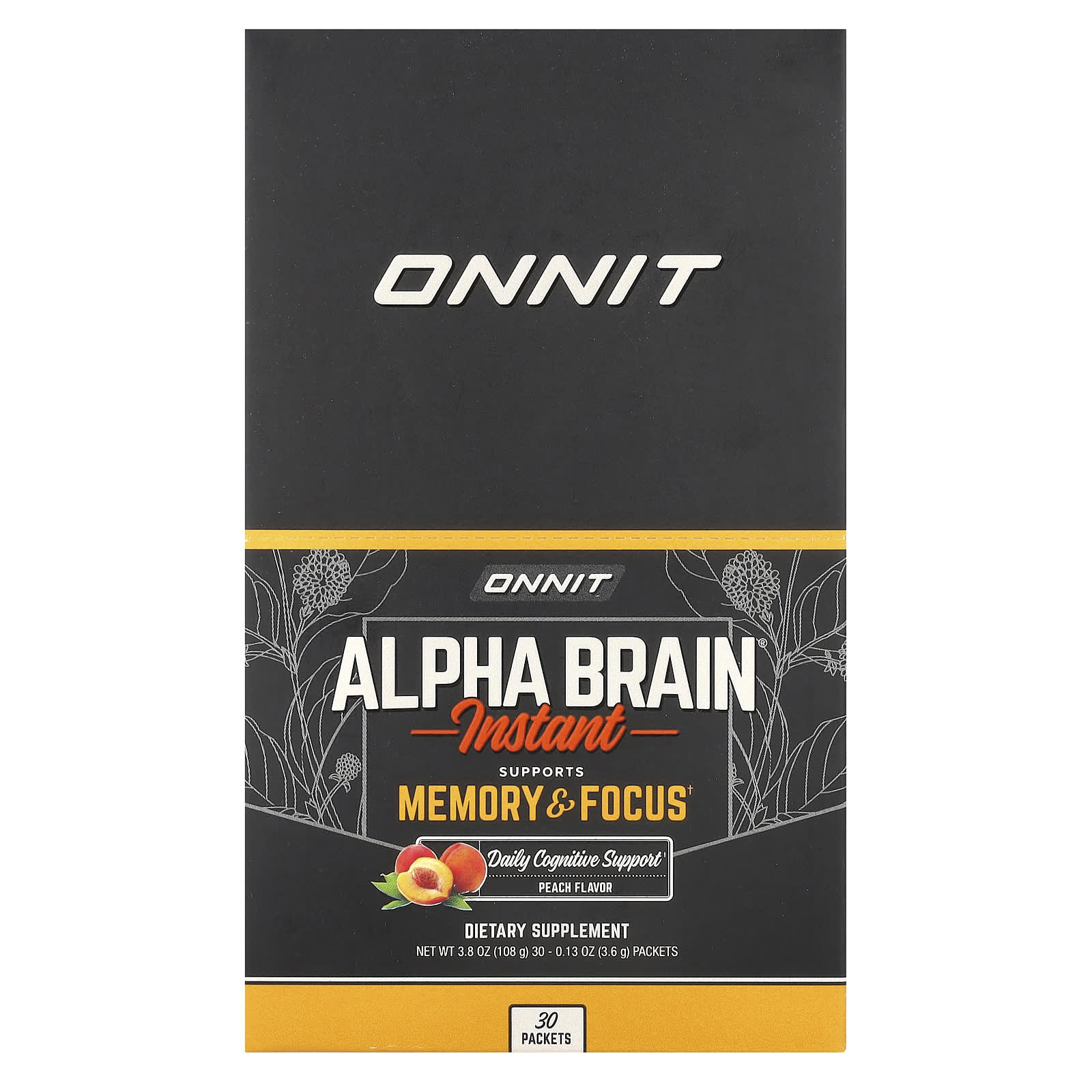 Onnit Alpha Brain Instant для памяти и концентрации персик 30 пакетиков по 36 г 013 унции 11390₽