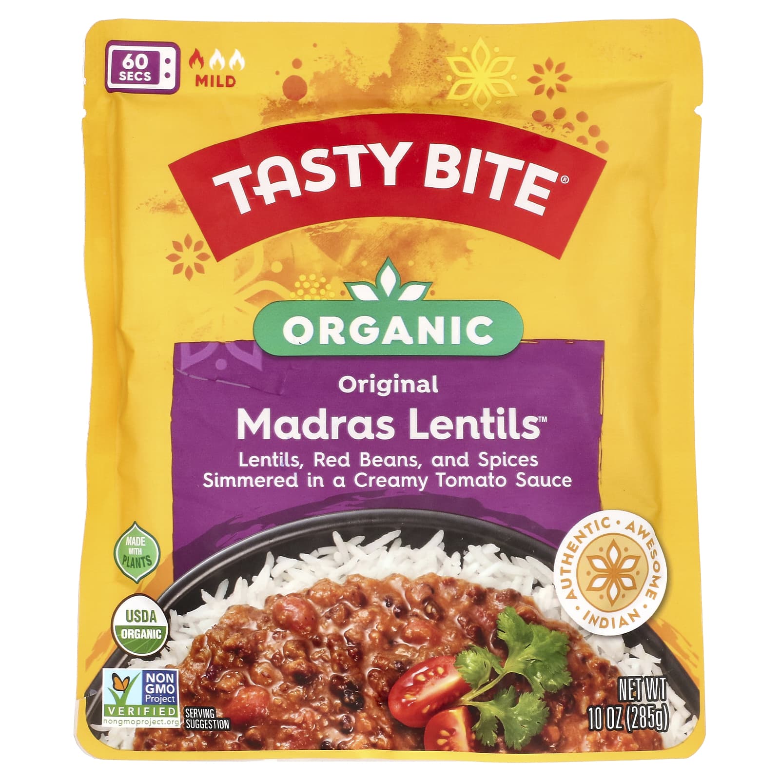 Tasty Bite Organic Original Madras Lentils мягкого действия 285 г 10 унций 1590₽
