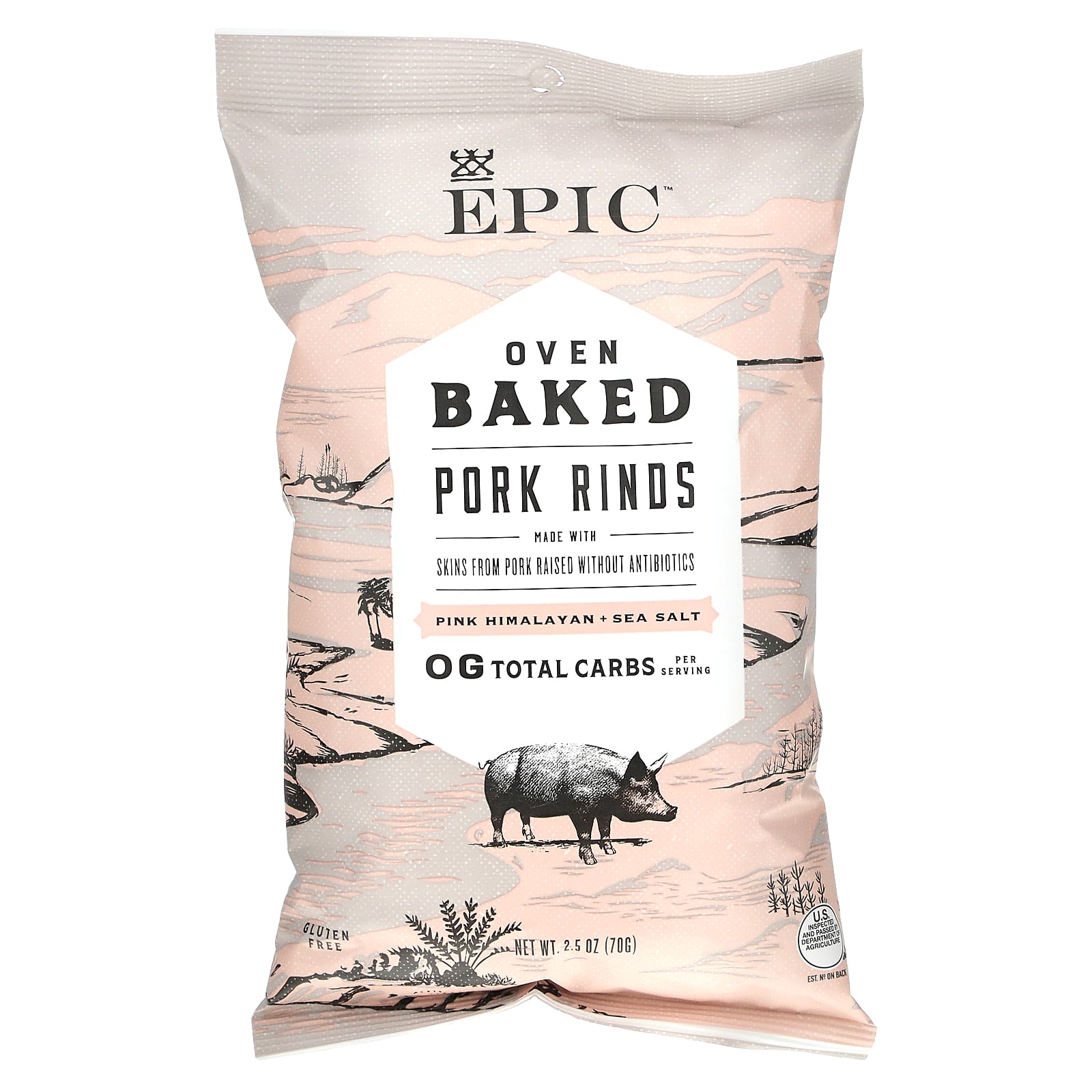 Epic Bar запеченные в духовке свиные шкурки розовая гималайская и морская соль 70 г 25 унции 1590₽