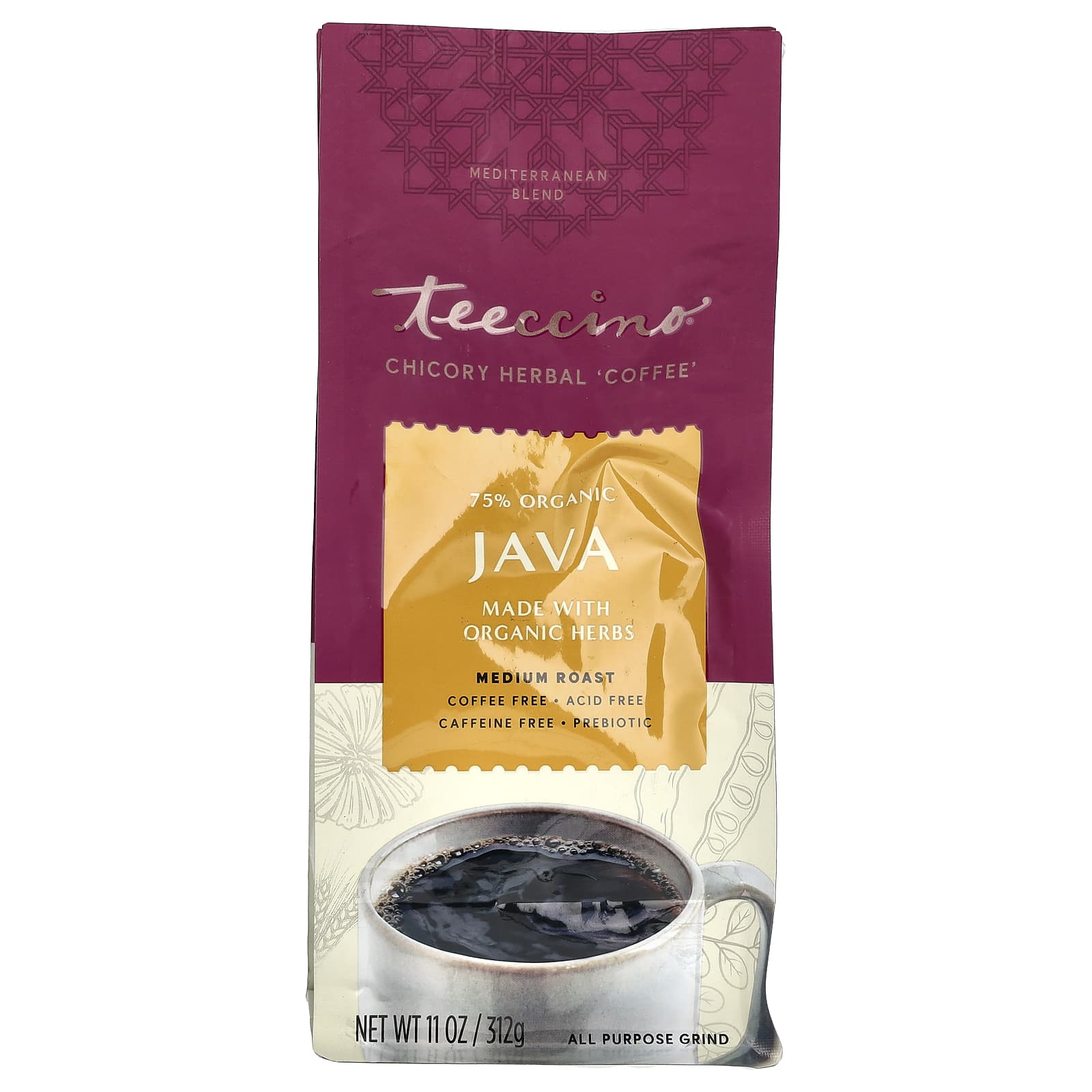 Teeccino Травяной кофе из цикория Java средней обжарки без кофеина 312 г 11 унций 2490₽