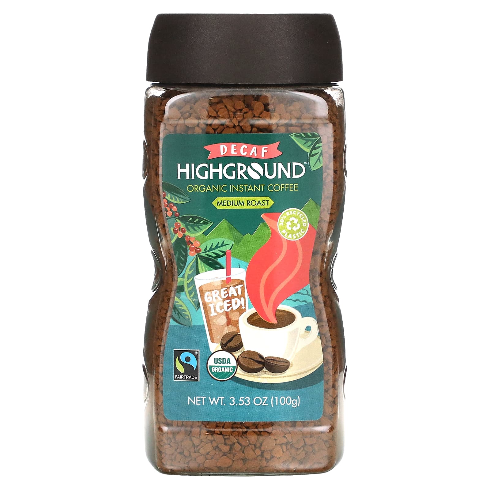 Highground Coffee органический растворимый кофе средняя обжарка без кофеина 100 г 353 унции 2190₽