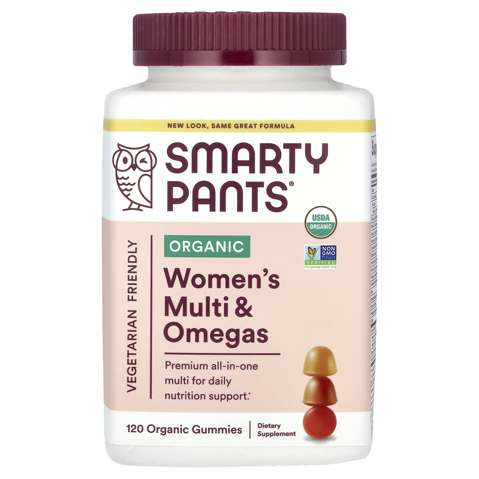 SmartyPants, Organics, Complete, комплекс для женщин, малина, лимон, лайм и виноград, 120 вегетарианских жевательных конфет