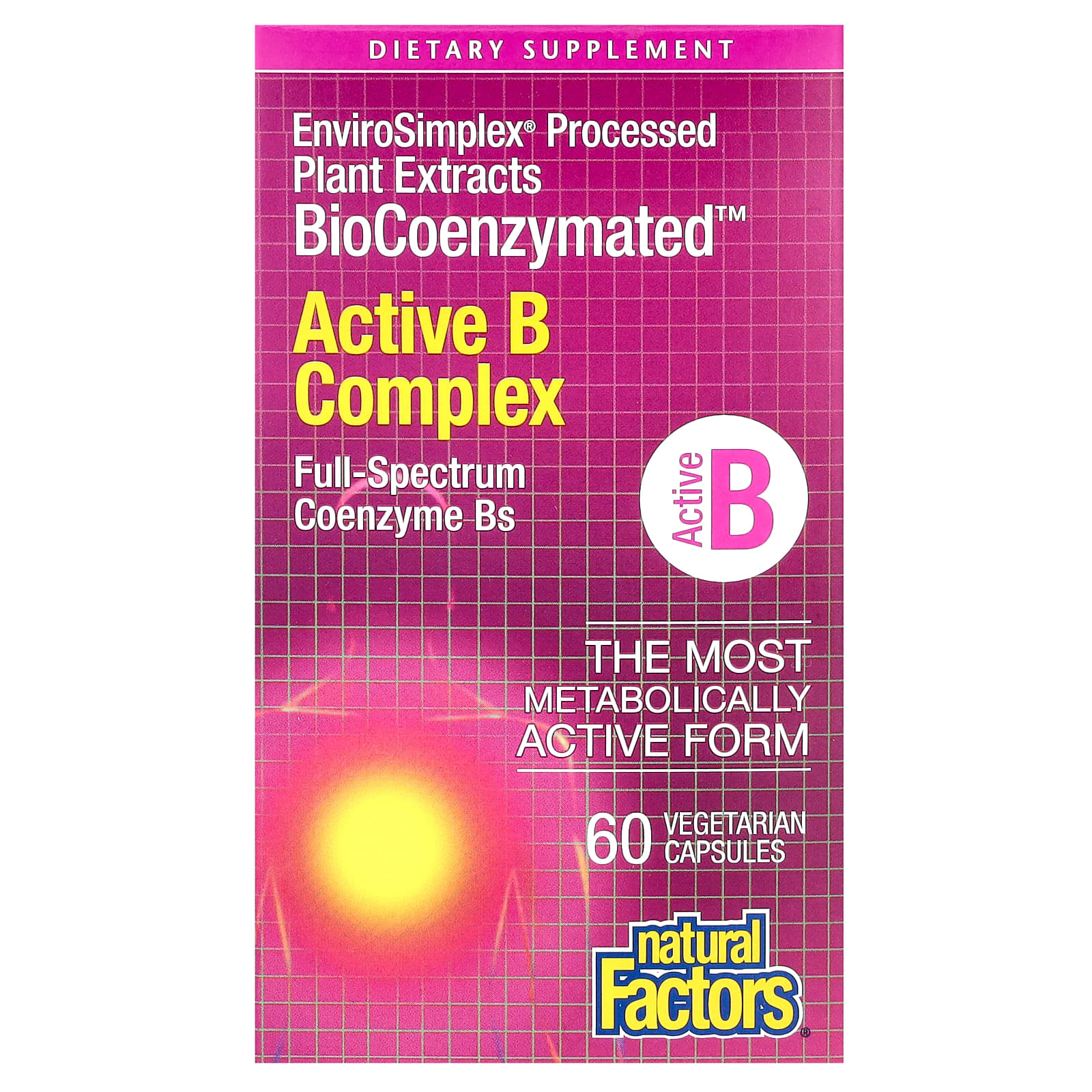 Natural Factors BioCoenzymated активный комплекс витаминов B 60 вегетарианских капсул 3990₽
