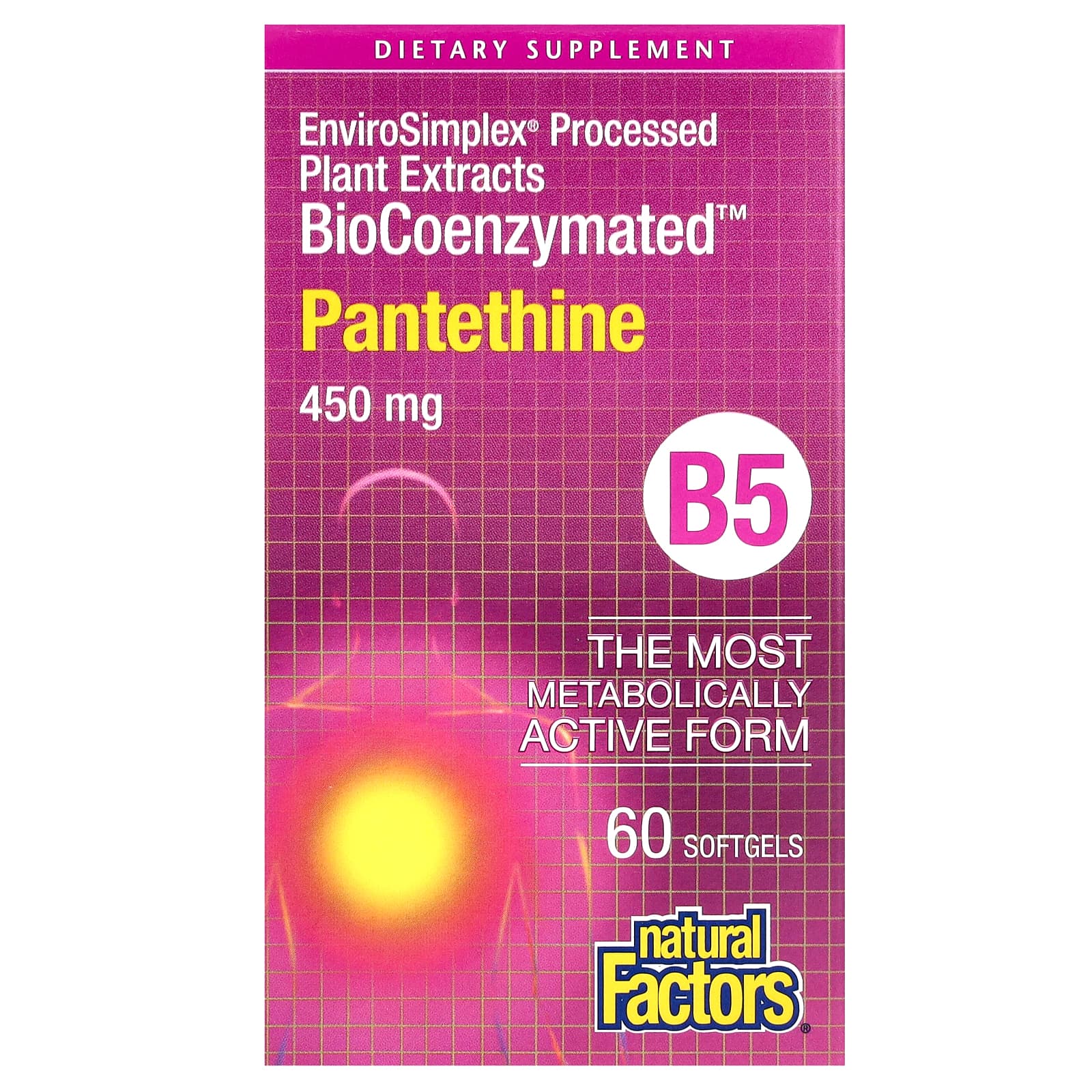 Natural Factors BioCoenzymated B5 пантетин 450 мг 60 капсул 5290₽