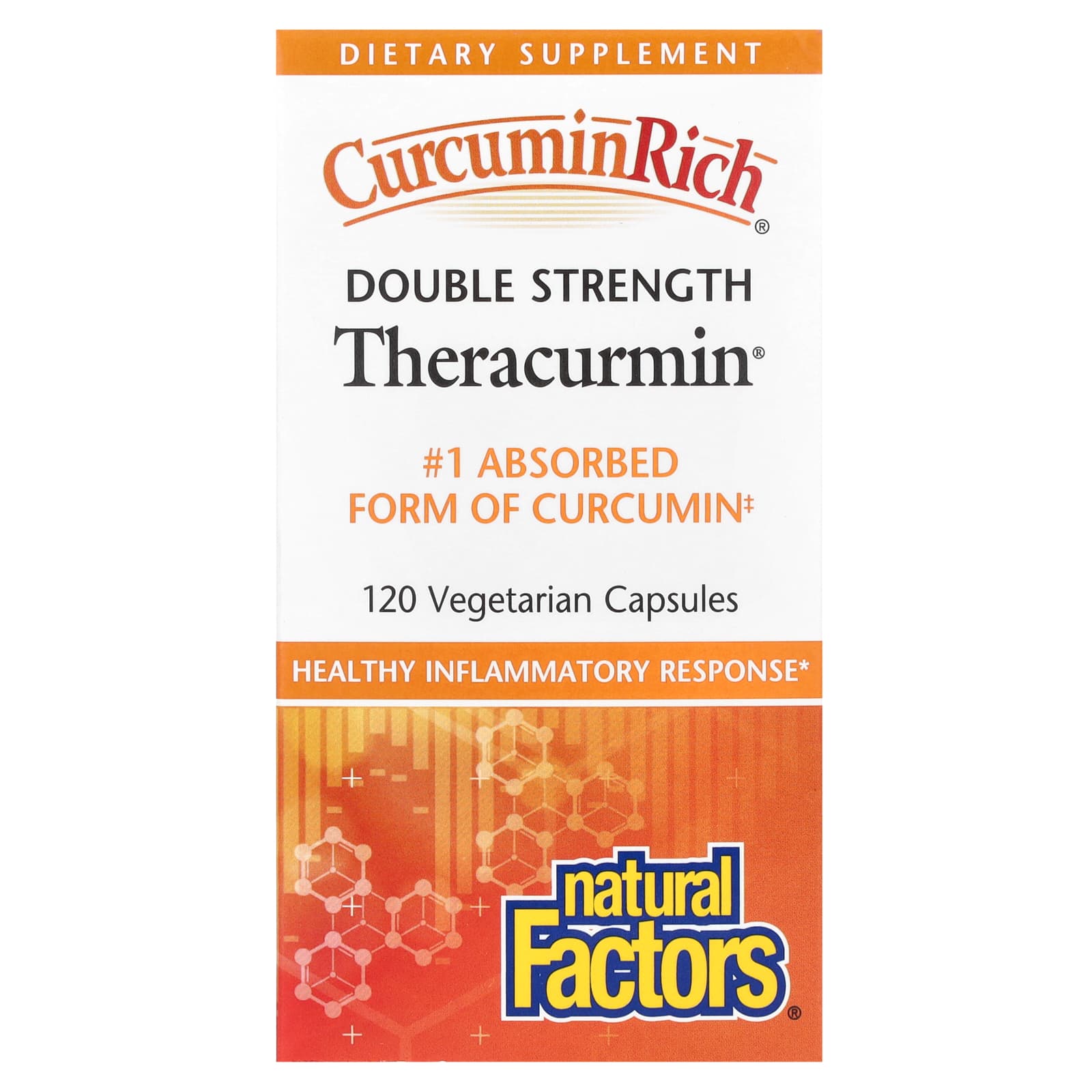 Natural Factors Препарат CurcuminRich Double Strength Theracurmin 120 вегетарианских капсул 12790₽