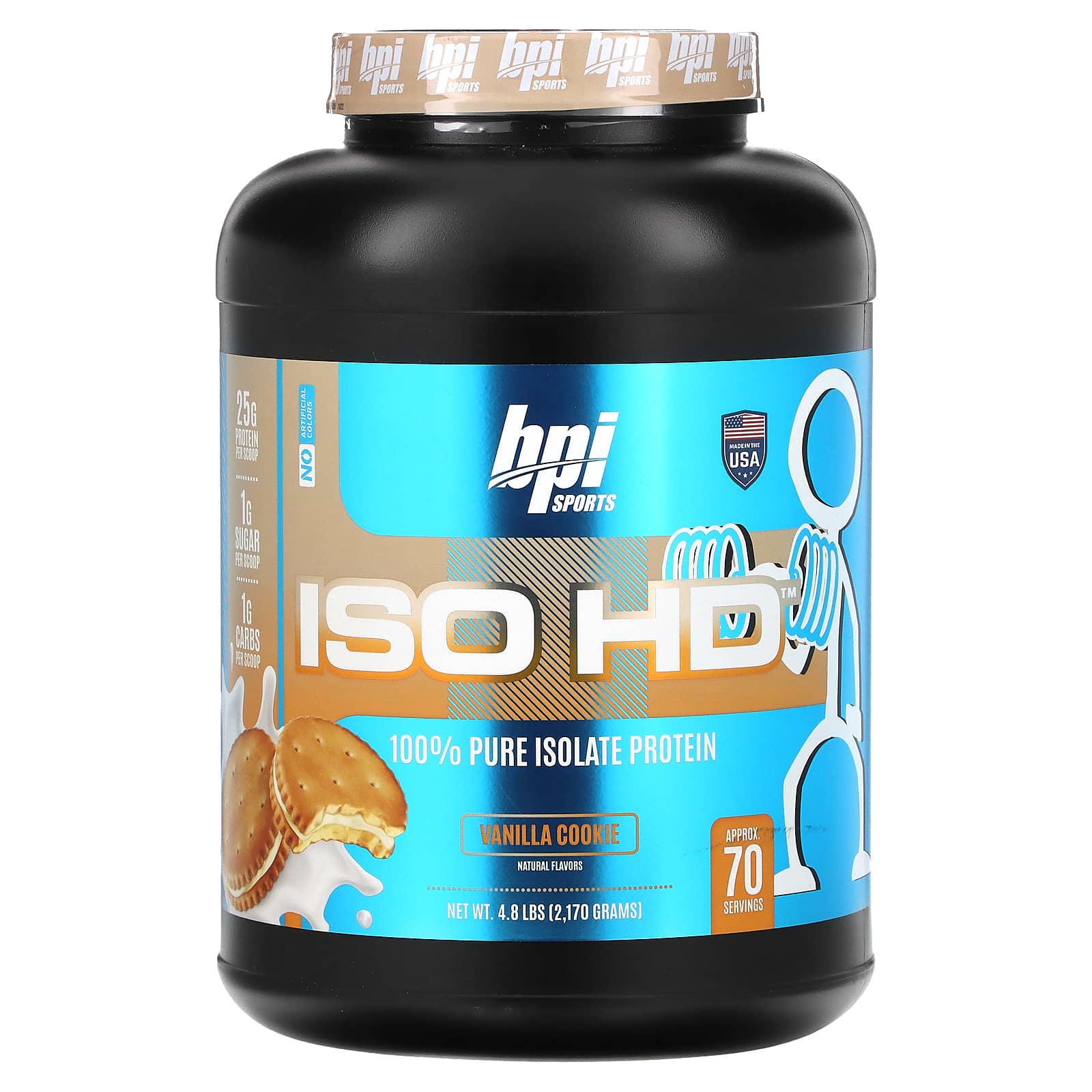 BPI Sports ISO HD на 100 чистый изолят протеина со вкусом ванильного печенья 2170 г 48 фунта 15490₽