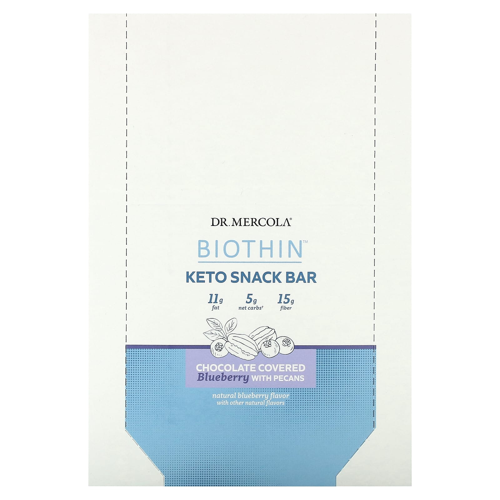 Dr Mercola Biothin кетобатончик-снек голубика в шоколаде и пекан 12 батончиков по 40 г 141 унции 7290₽