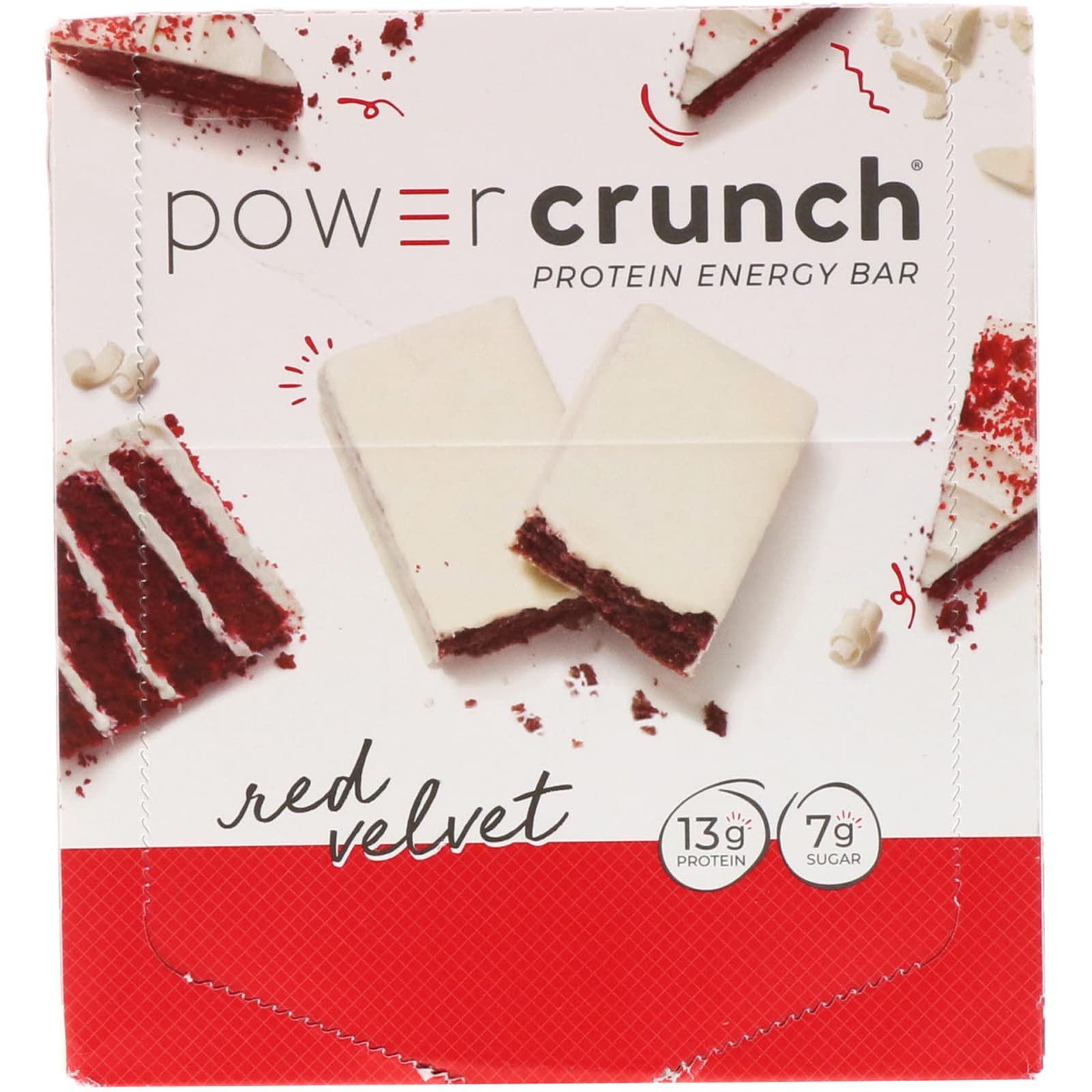 BNRG Power Crunch протеиновый энергетический батончик со вкусом торта Красный бархат 12 батончиков 40 г 14 унции каждый 4190₽