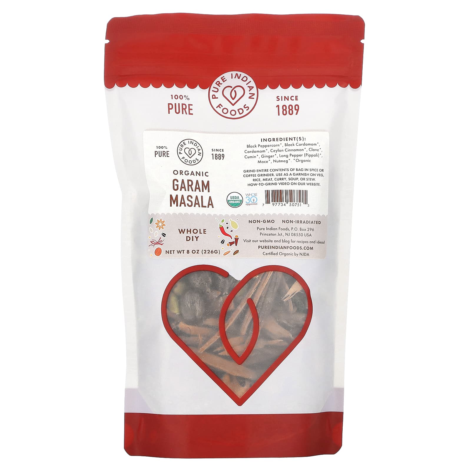 Pure Indian Foods Органический гарам масала полностью готовый к употреблению 226 г 8 унций 2290₽