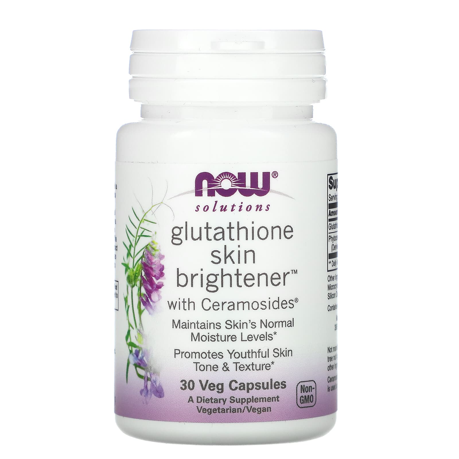 NOW Foods Solutions Glutathione Skin Brightene осветляющее средство для кожи с глутатионом 30 вегетарианских капсул 3790₽