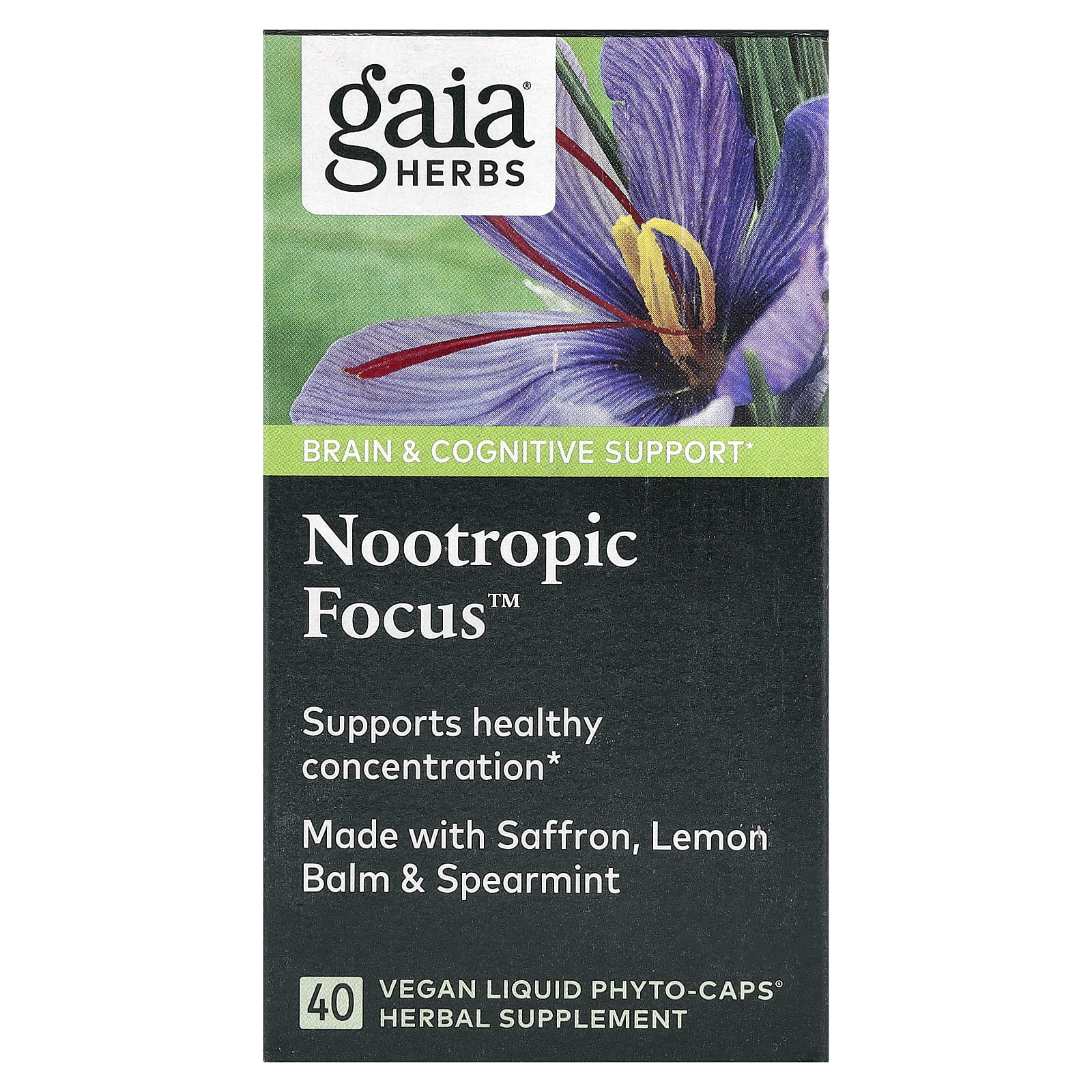 Gaia Herbs Nootropic Focus 40 веганских жидких фитокапсул 6990₽