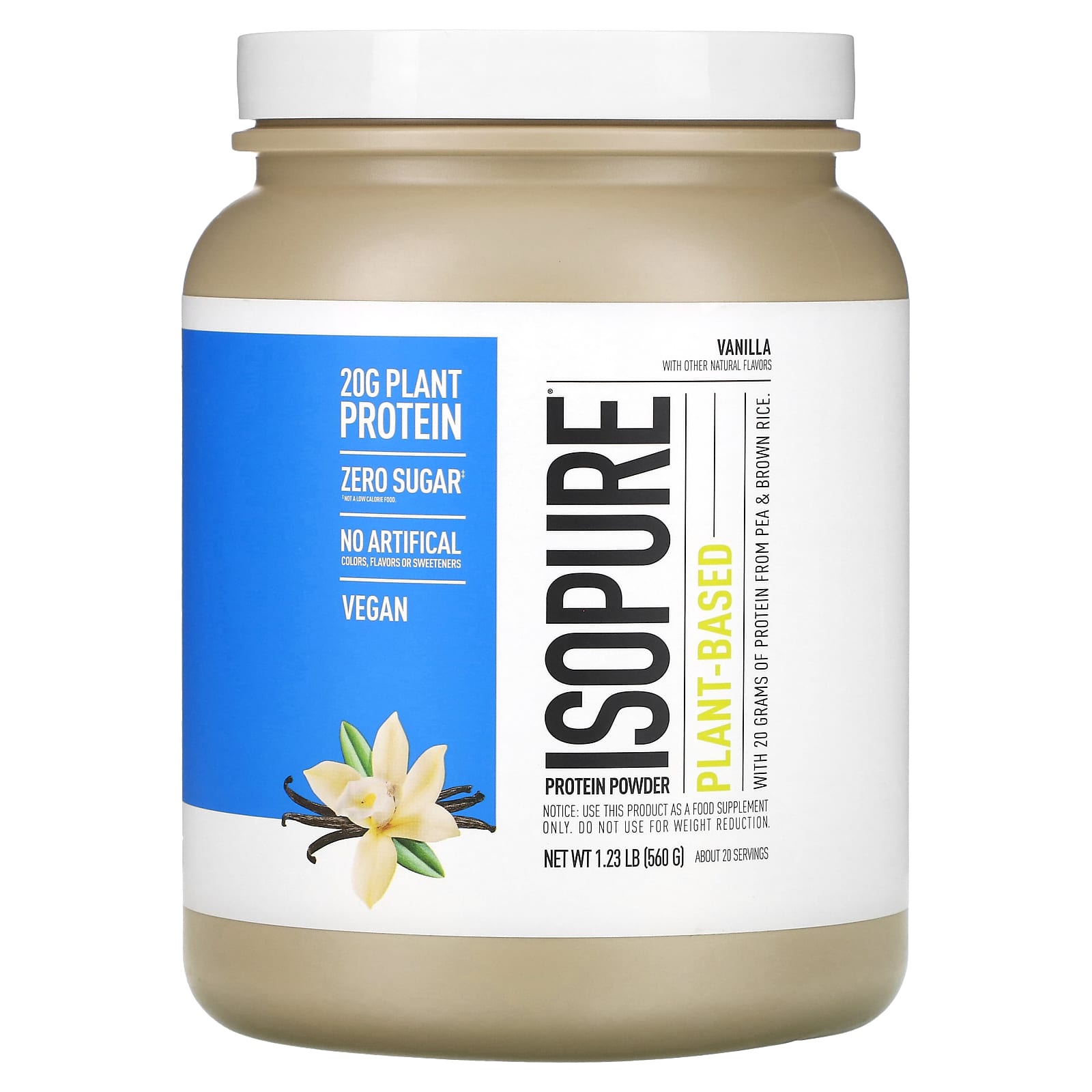 Isopure Протеиновый порошок на растительной основе ваниль 560 г 123 фунта 5590₽