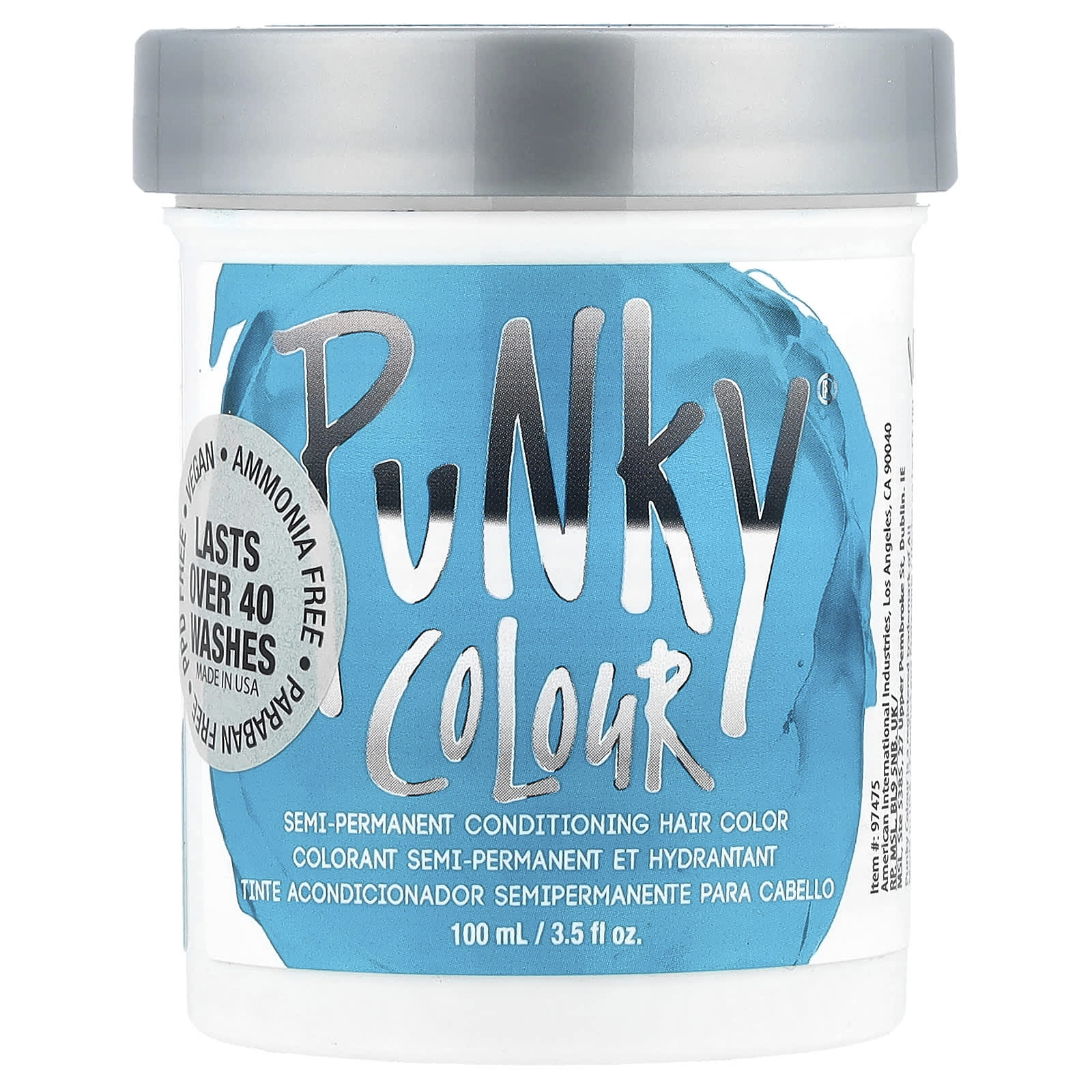 Punky Colour, Полуперманентная кондиционирующая краска для волос, бирюзовый, 3,5 жидких унции (100 мл)
