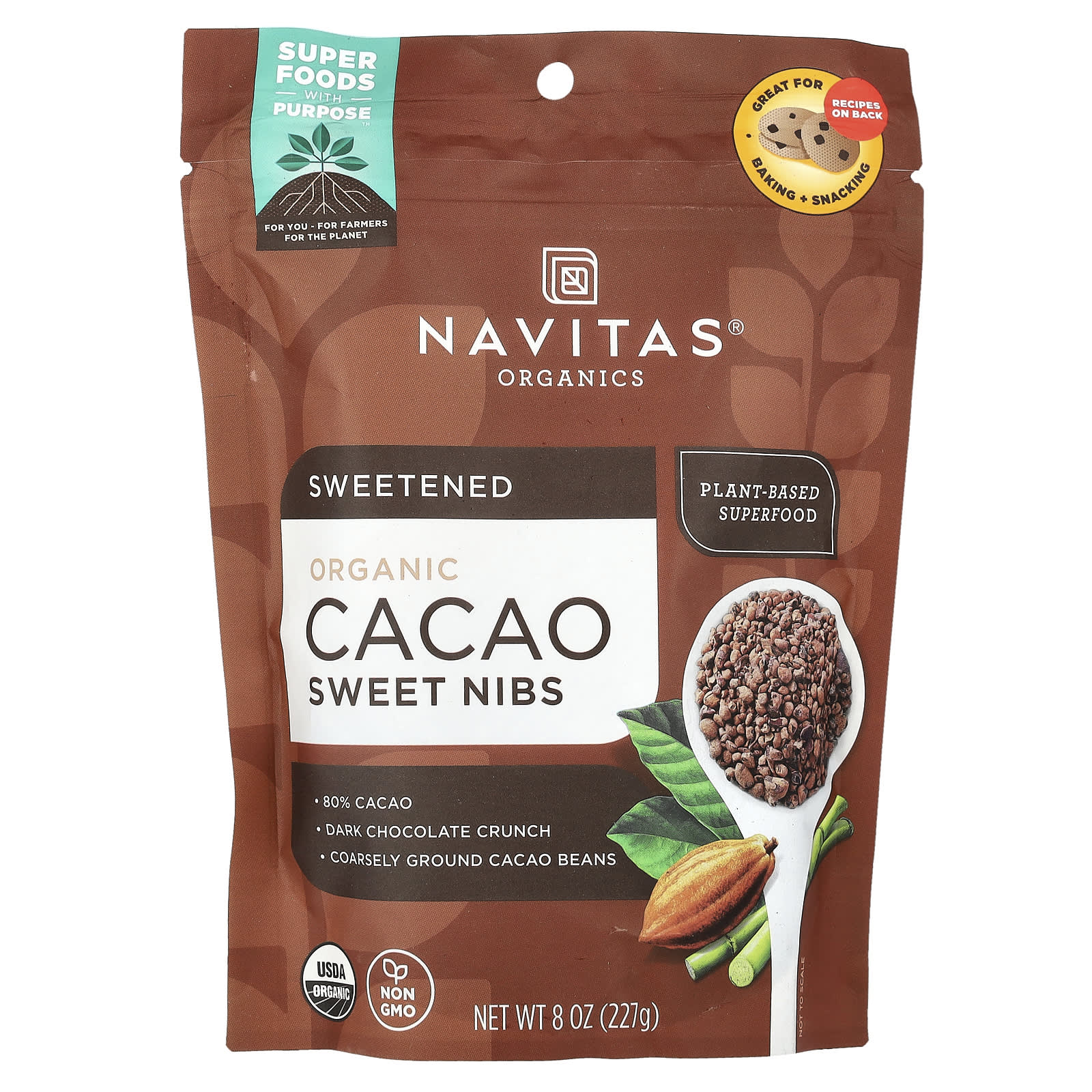 Navitas Organics Органические сладкие перья какао 227 г 8 унций 2490₽