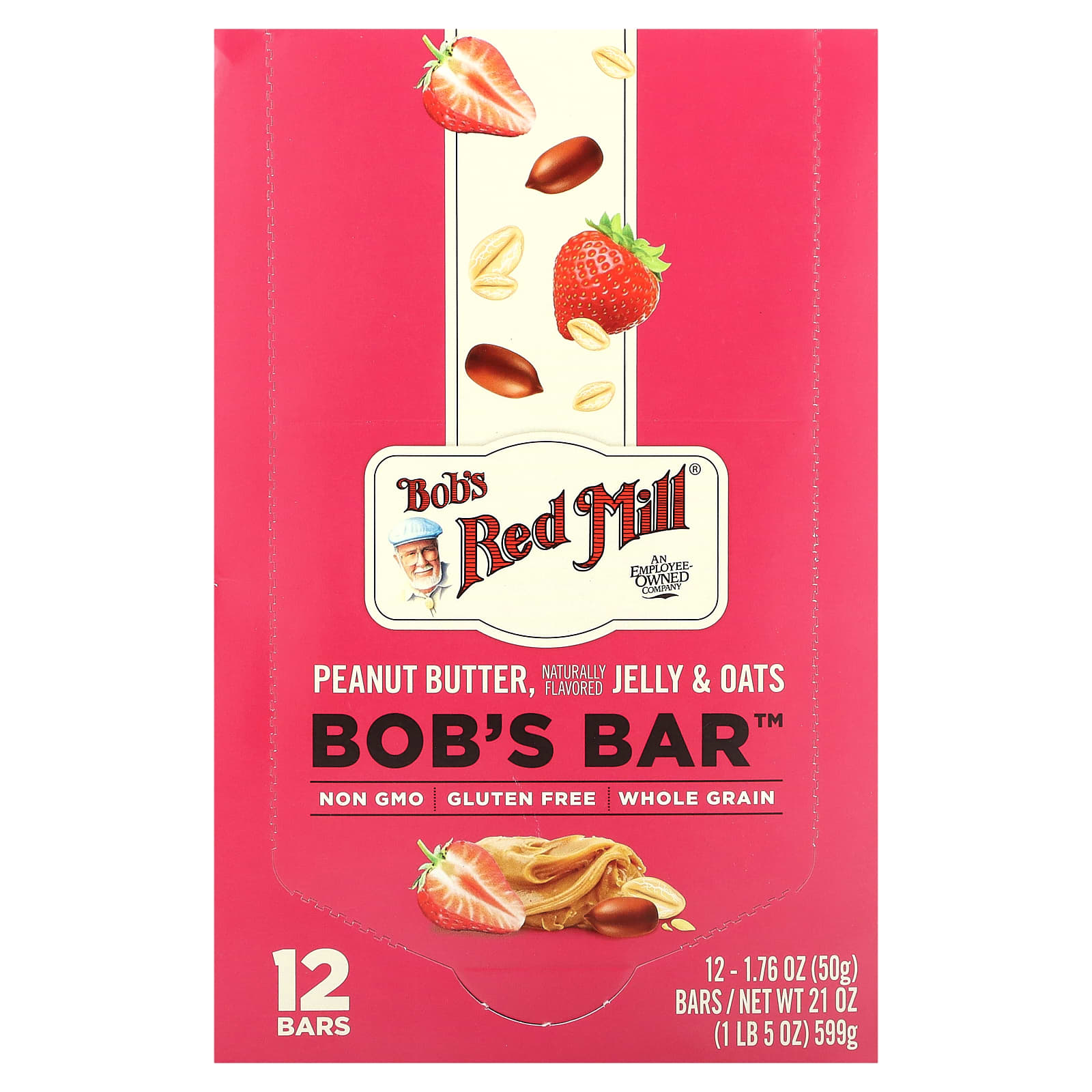 Bobs Red Mill Bobs Better Bar Peanut Butter Jelly - Oats 12 Bars 176 oz 50 g Each 3690₽