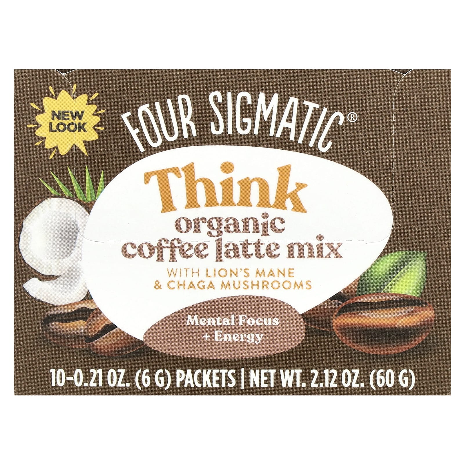 Four Sigmatic Think смесь для приготовления органического латте с ежовиком гребенчатым и грибом чага 10 пакетиков по 6 г 021 унции 2990₽