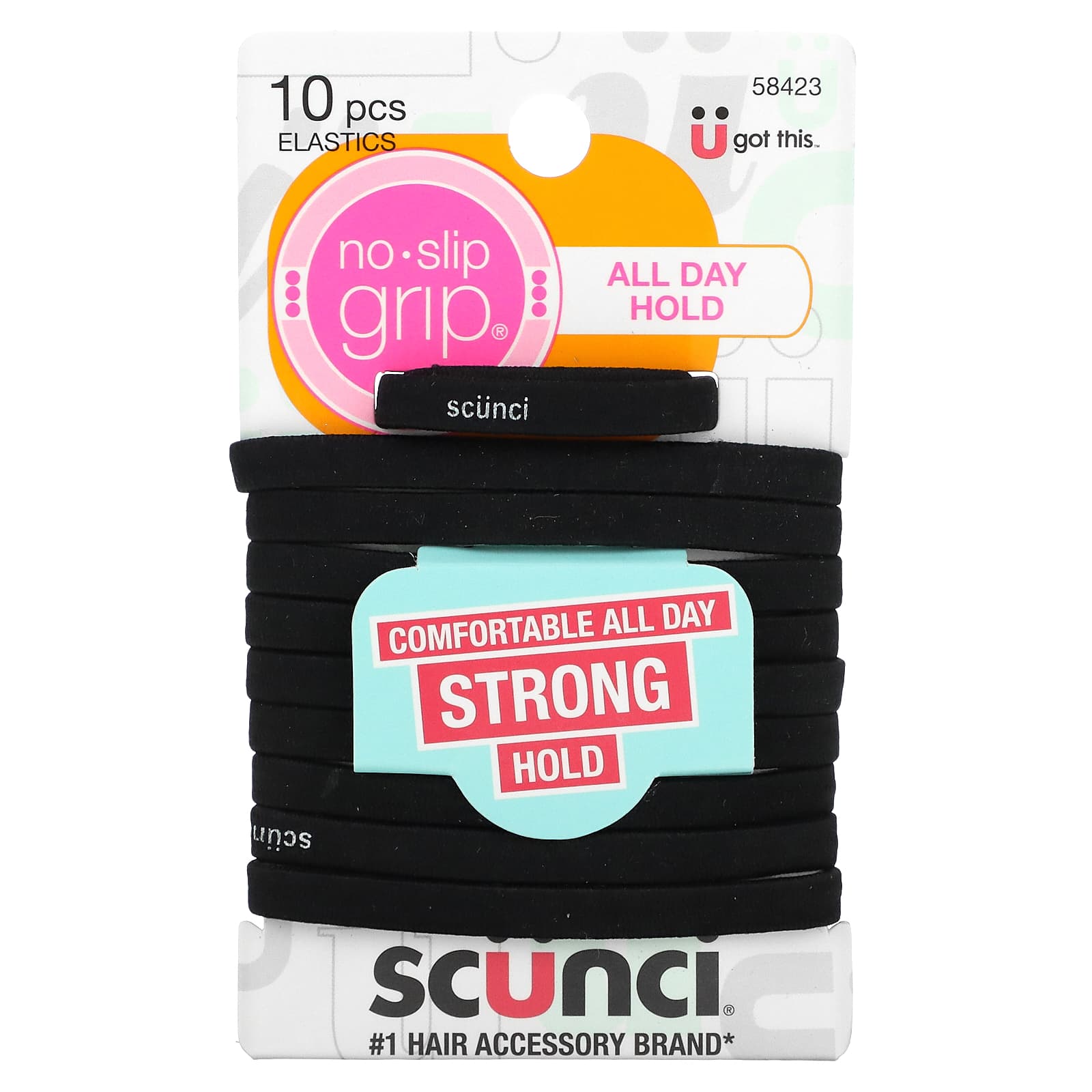 Scunci Резинки для волос No Slip Grip удобные крепко удерживают волосы весь день черные 10 штук 1490₽