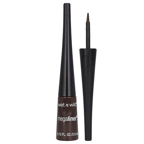 wet n wild, Megaliner, жидкая подводка для глаз, 872A темно-коричневый, 3,5 мл (0,12 жидк. унции)