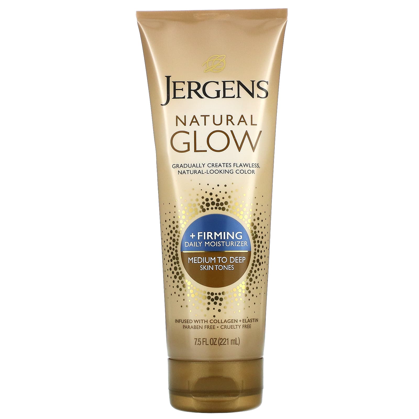 Jergens, Natural Glow, укрепляющее увлажняющее средство для ежедневного ухода, тон: от среднего до темного, 221 мл (7.5 жидк. унций)