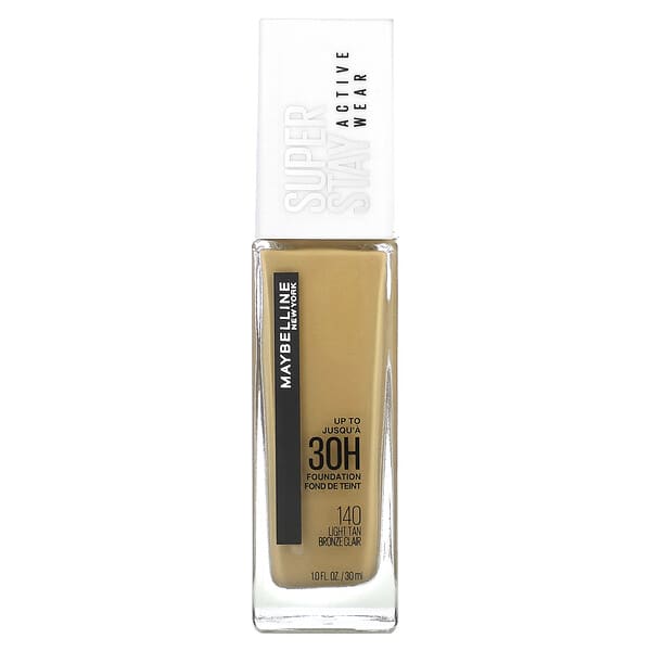 Maybelline, Super Stay, тональная основа Active Wear, 140 светлый загар, 30 мл (1 жидк. Унция)