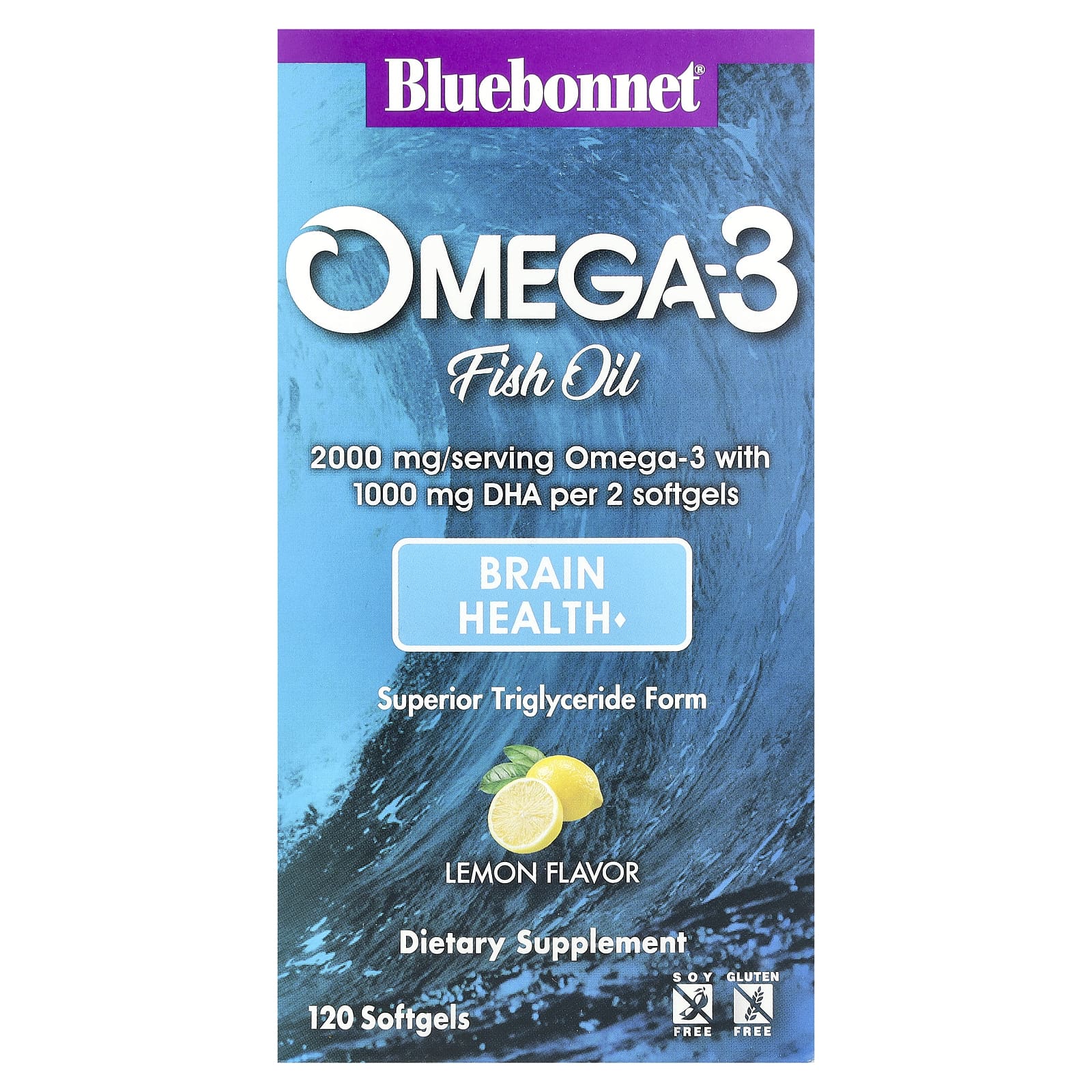 Bluebonnet Nutrition Рыбий жир с омега-3 лимон 120 мягких таблеток 8390₽