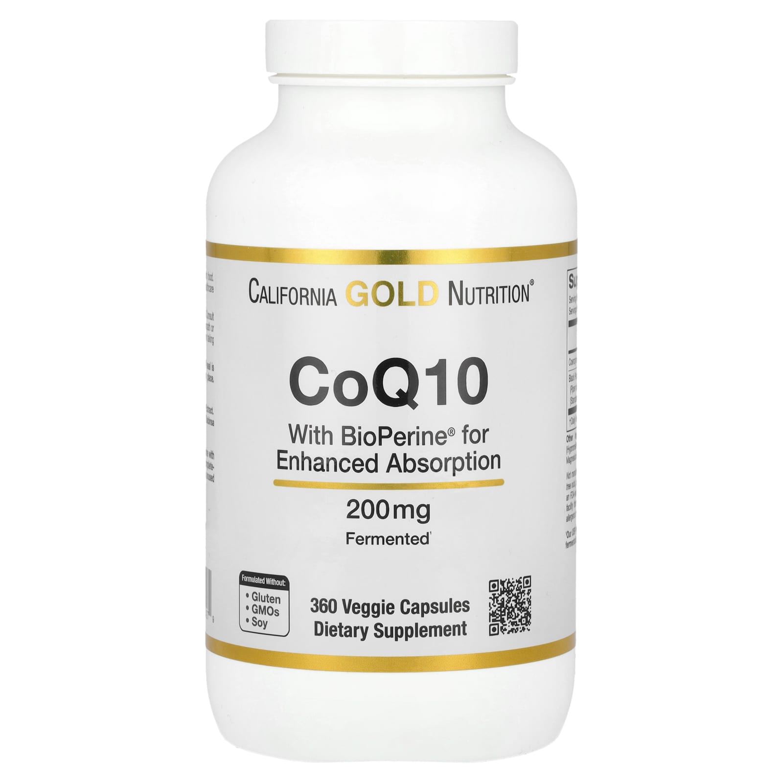 California Gold Nutrition коэнзим Q10 USP с экстрактом BioPerine 200 мг 360 вегетарианских капсул 10090₽