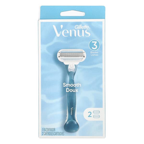 Gillette, Venus, гладкая, 1 бритва, 2 картриджа