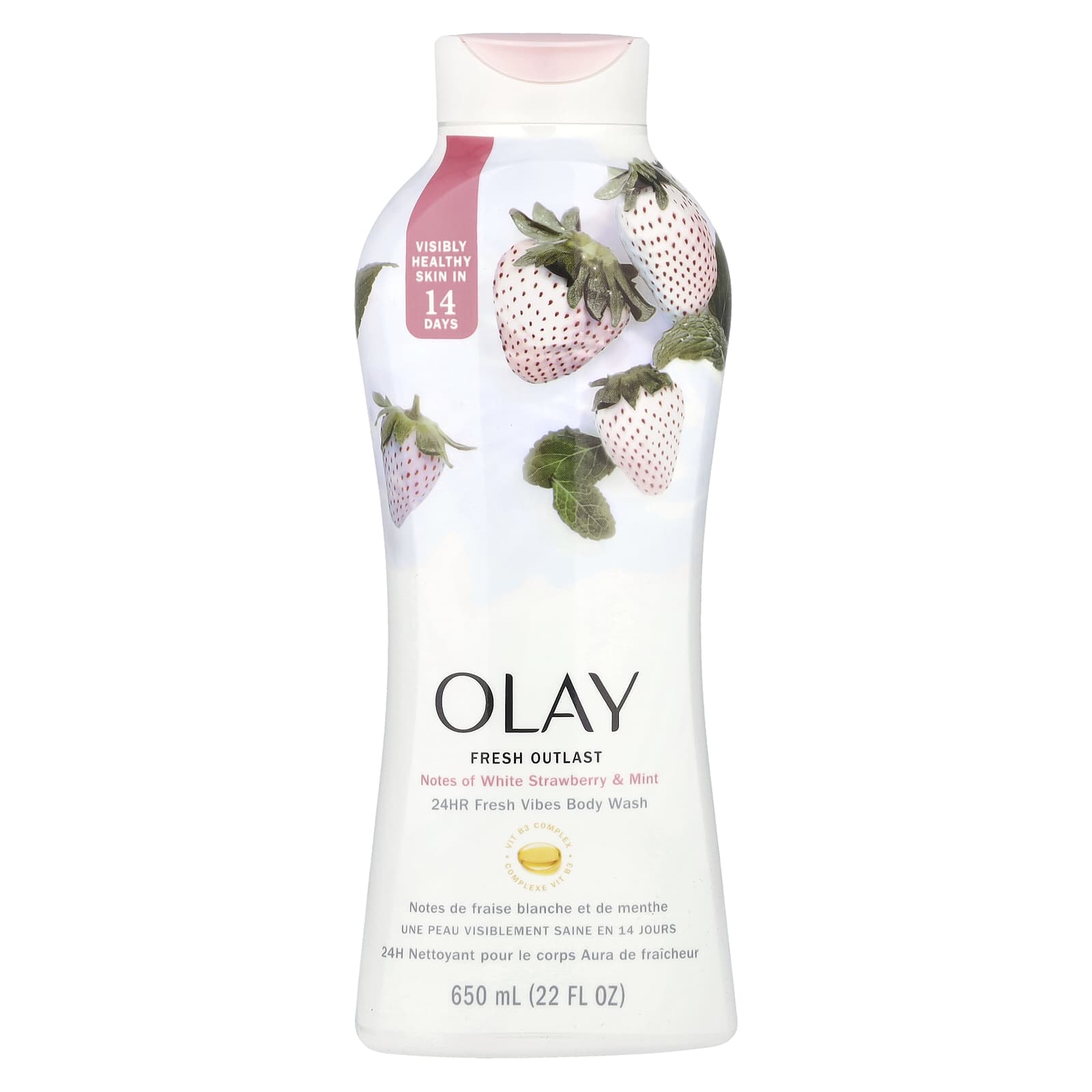 Olay Fresh Outlast гель для душа охлаждающая белая земляника и мята 650 мл 22 жидк унции 1990₽