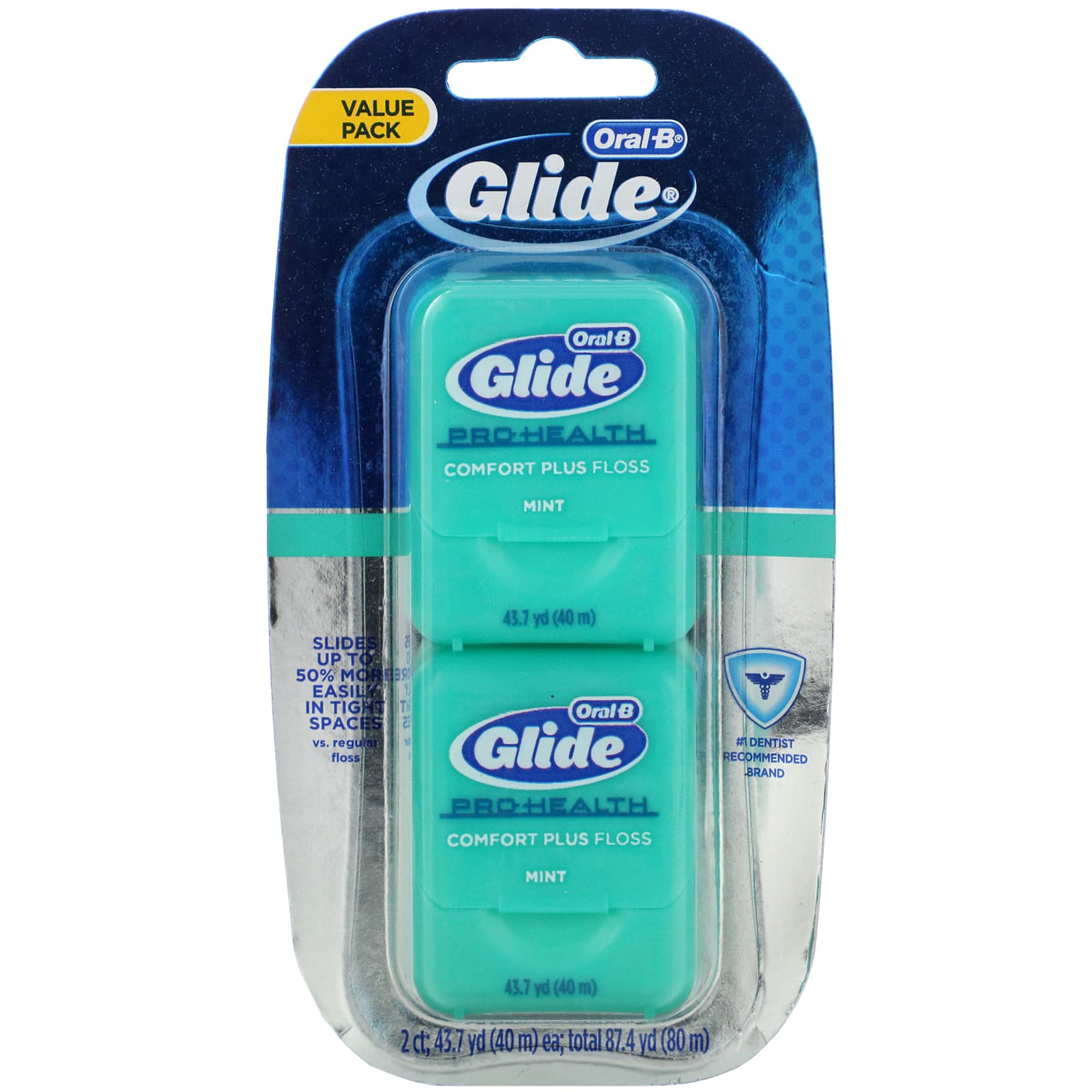 Oral-B Glide Pro-Health нить Comfort Plus мята 2 упаковки 437 ярда 40 м каждый 2490₽