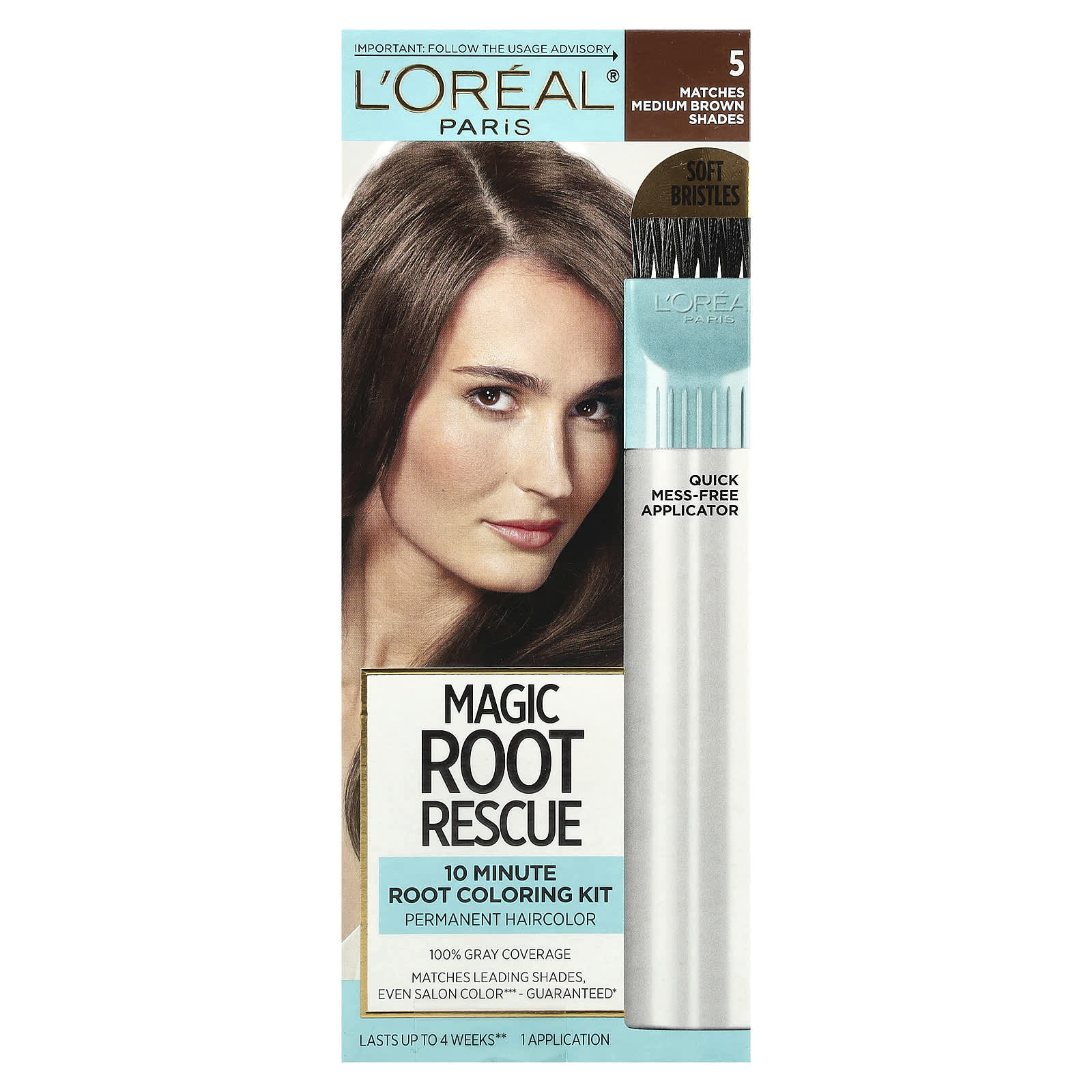 L'Oréal, Root Rescue, комплект для окрашивания корней за 10 минут, оттенок 5 каштановый, на 1 применение