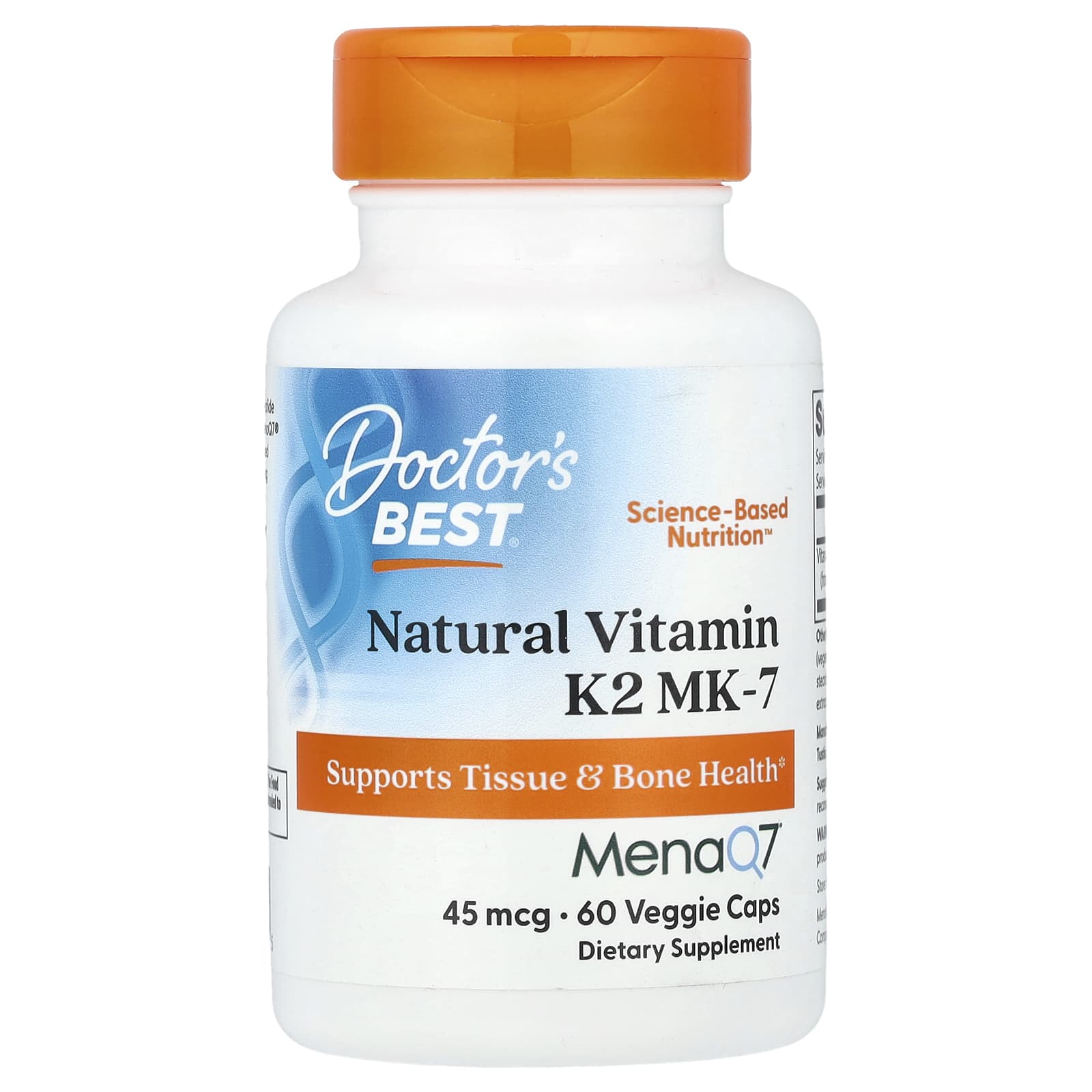 Doctors Best натуральный витамин K2 MK-7 с MenaQ7 45 мкг 60 вегетарианских капсул 2090₽