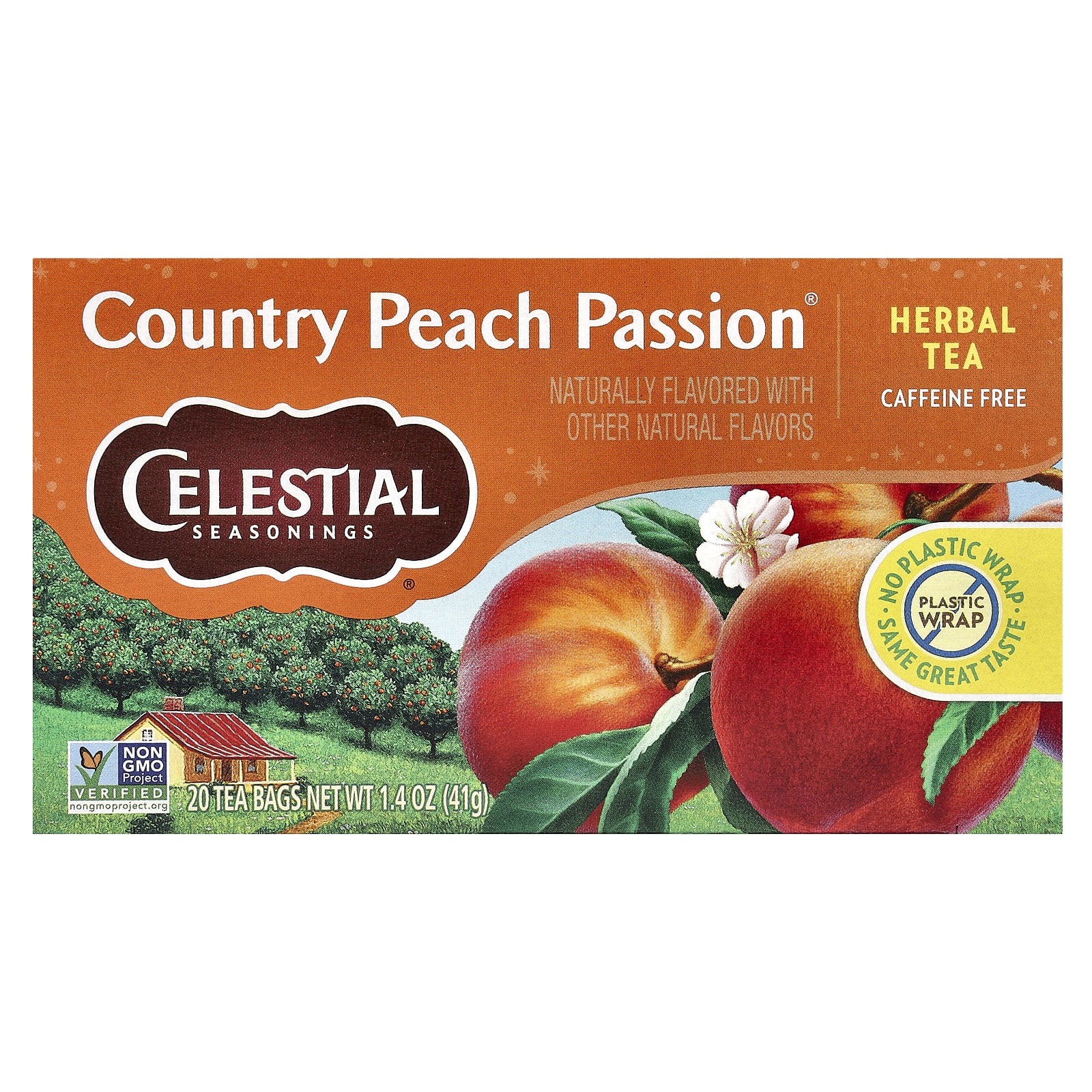 Celestial Seasonings травяной чай Country Peach Passion без кофеина 20 чайных пакетиков 41 г 14 унции 1590₽