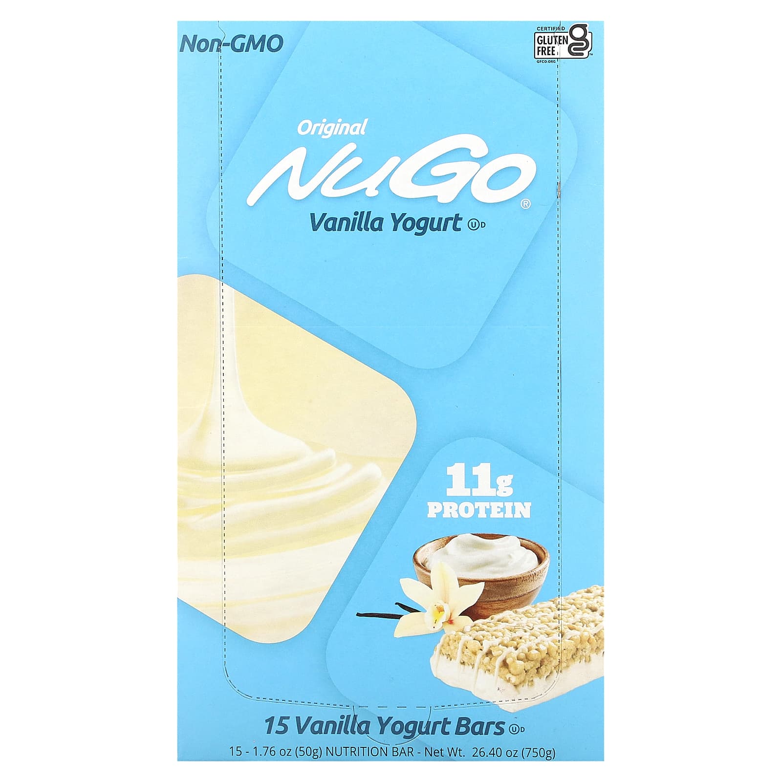 NuGo Nutrition Original Bar ванильный йогурт 15 батончиков 50 г 176 унции 4590₽