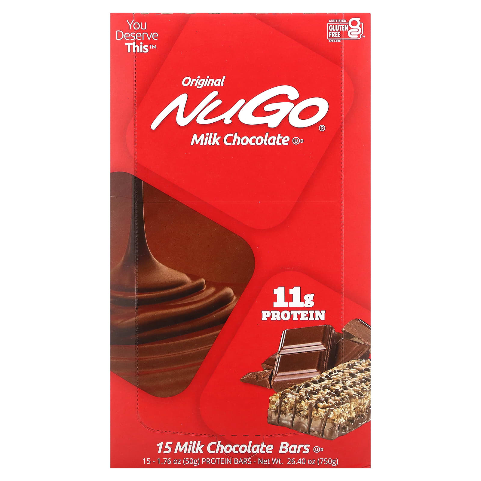 NuGo Nutrition Original Bar молочный шоколад 15 батончиков 50 г 176 унции 4590₽