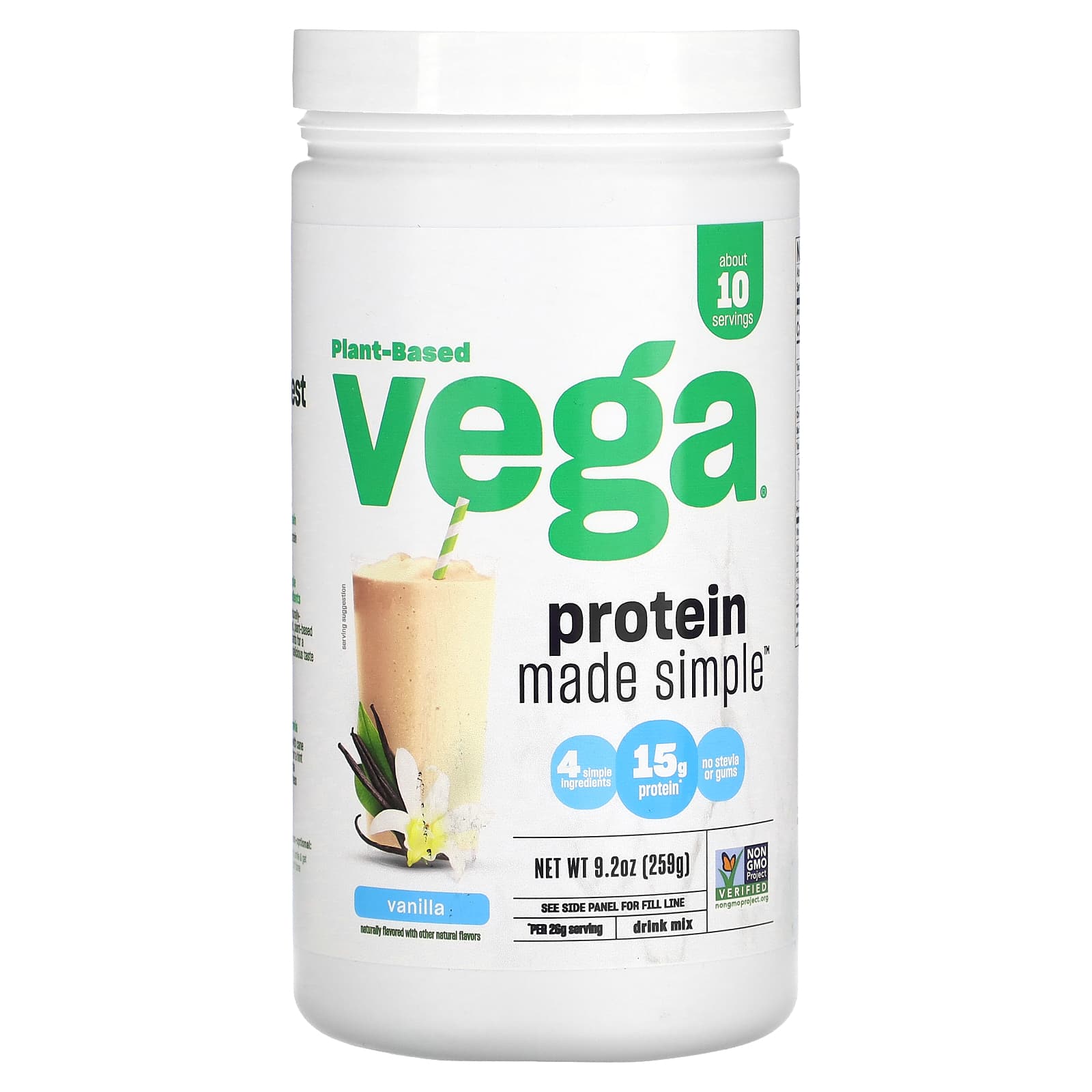 Vega Plant-Based Protein Made Simple ваниль 259 г 92 унции 2790₽