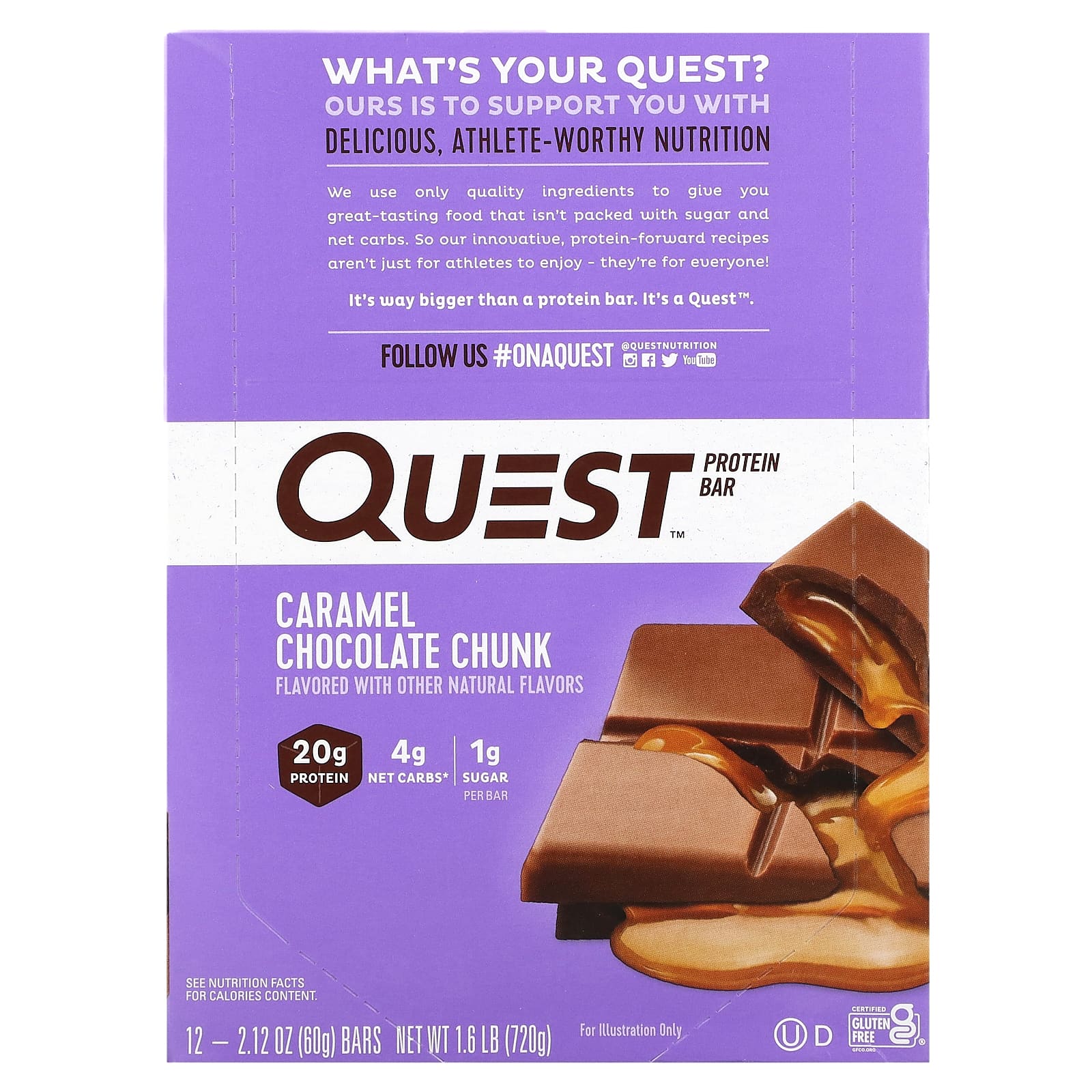 Quest Nutrition протеиновый батончик с кусочками карамели и шоколада 12 батончиков 60 г 212 унции каждый 5890₽