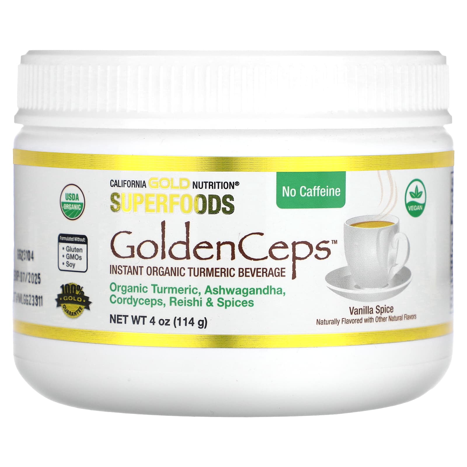California Gold Nutrition Superfoods GoldenCeps органическая куркума с адаптогенами 114 г 4 унции 1890₽