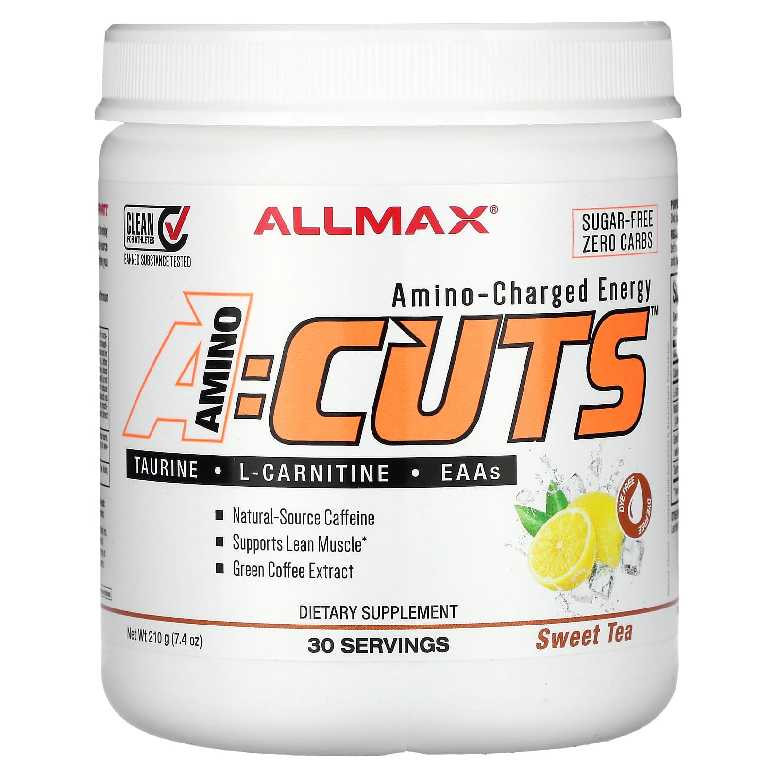 ALLMAX ACUTS энергия заряженная аминокислотами сладкий чай 210 г 74 унции 3590₽
