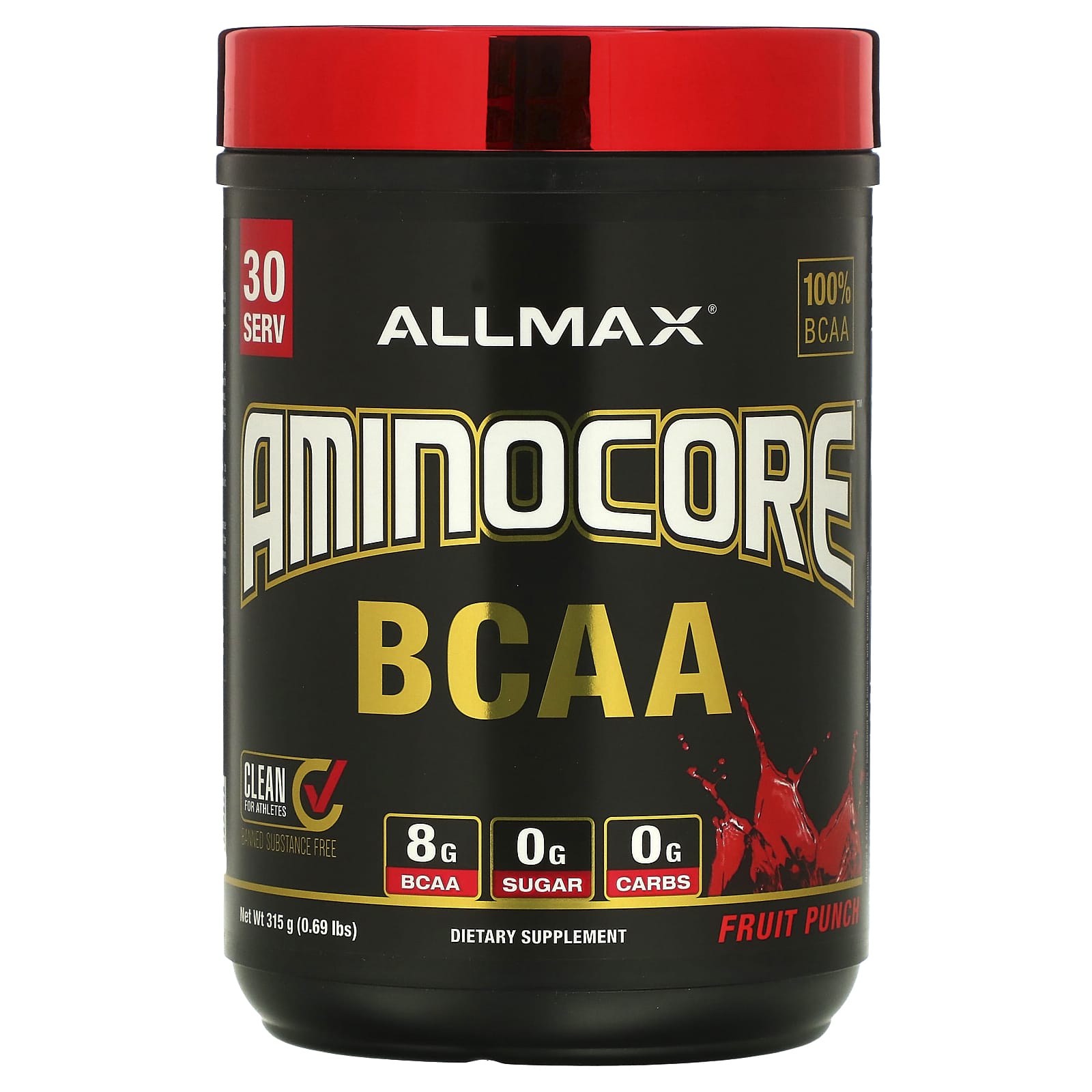 ALLMAX AMINOCORE BCAA смесь для роста мышц фруктовый пунш 315 г 069 фунта 4690₽