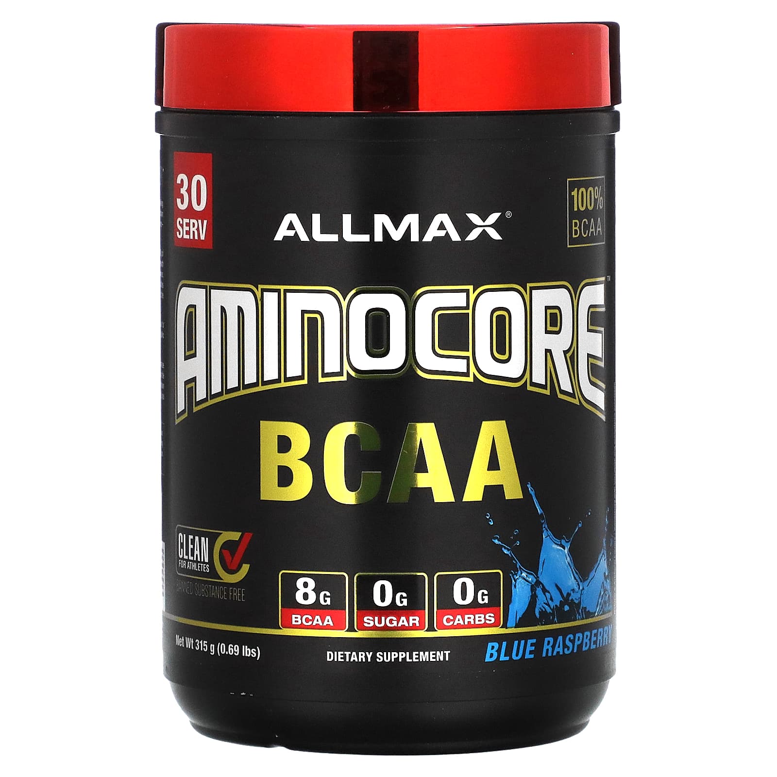 ALLMAX аминокислоты с разветвленной цепью AMINOCORE голубая малина 315 г 069 фунта 4790₽
