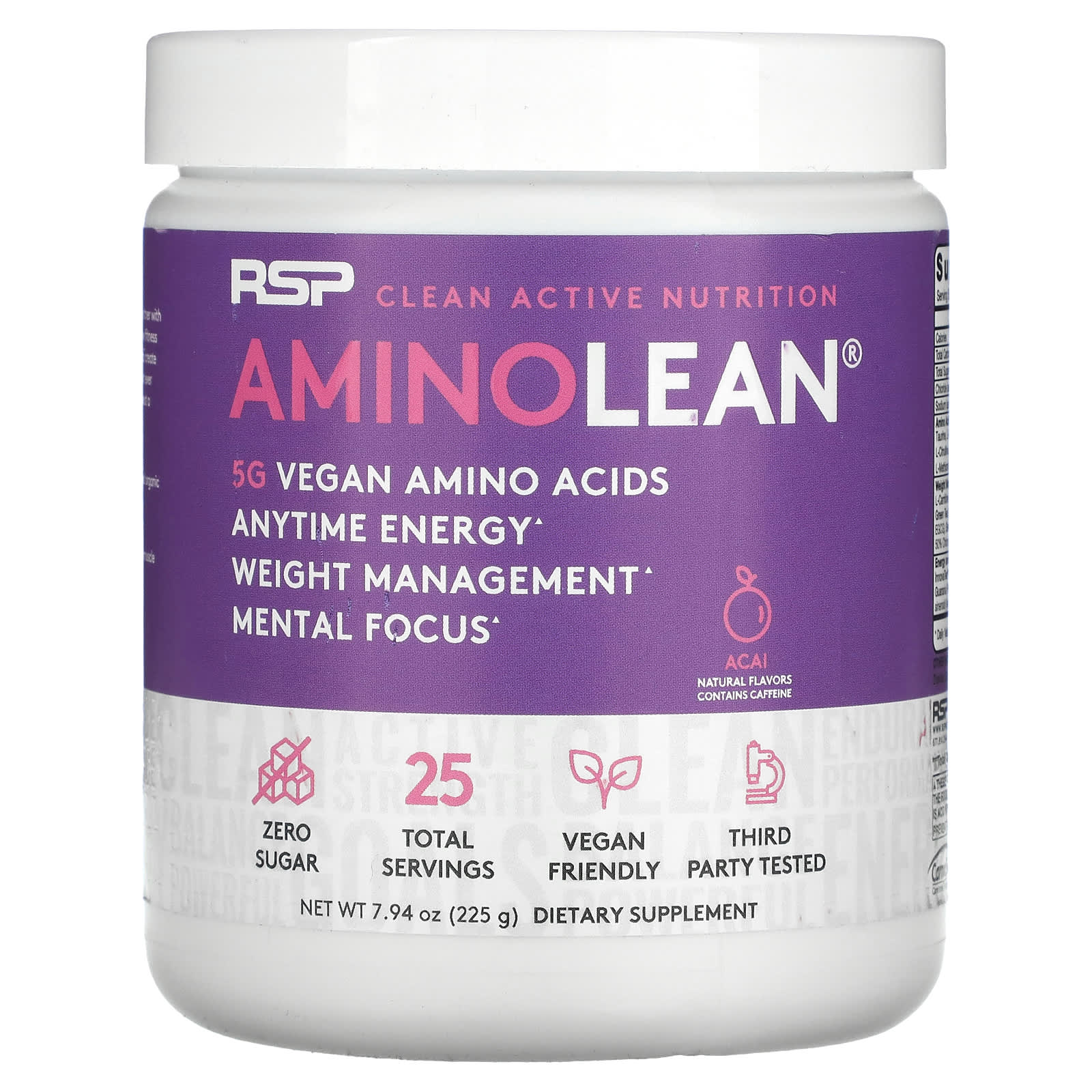 RSP Nutrition AminoLean незаменимые веганские аминокислоты асаи 225 г 794 унции 5690₽