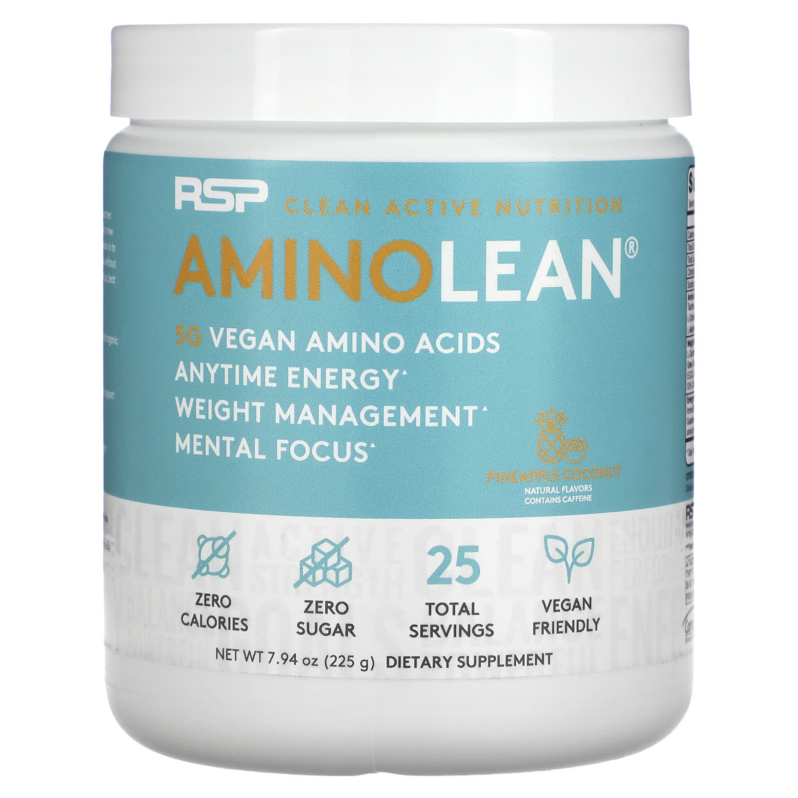 RSP Nutrition AminoLean Основные веганские аминокислоты ананас и кокос 794 унции 225 г 5690₽
