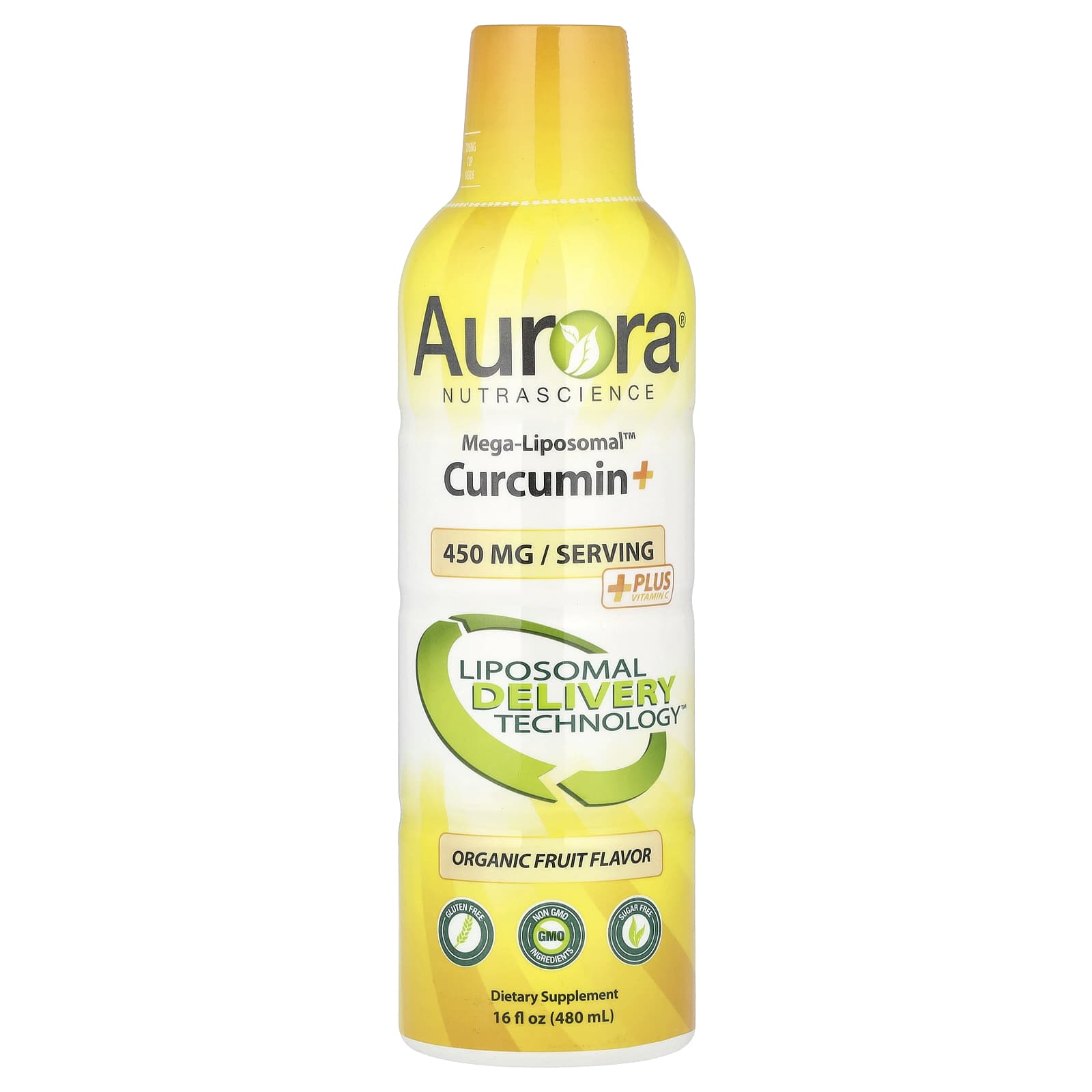 Aurora Nutrascience Mega-Liposomal Curcumin мега липосомальный куркумин со вкусом органических фруктов 600 мг 480 мл 16 жидк унций 8590₽