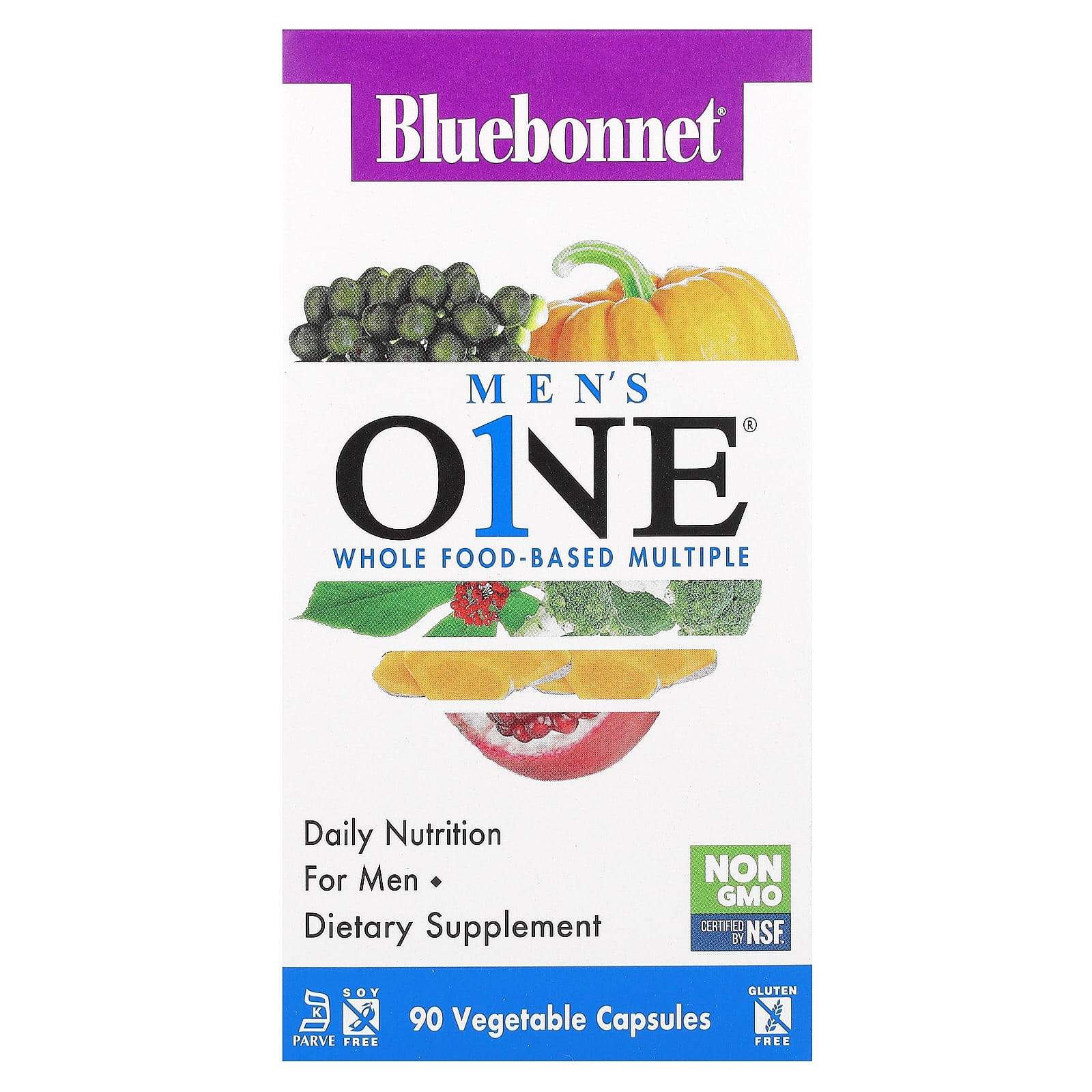 Bluebonnet Nutrition Mens ONE комплекс на основе цельных продуктов 90 растительных капсул 8090₽