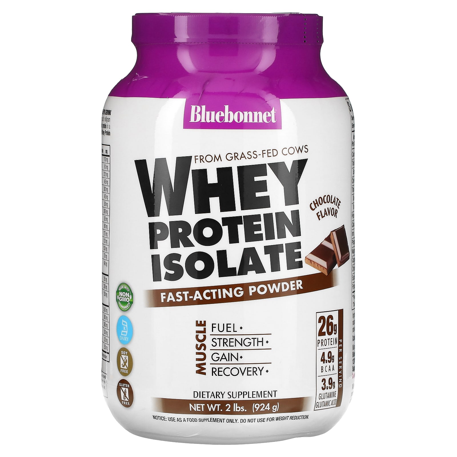 Bluebonnet Nutrition Изолят сывороточного белка натуральный шоколад 924 г 2 фунта 9390₽