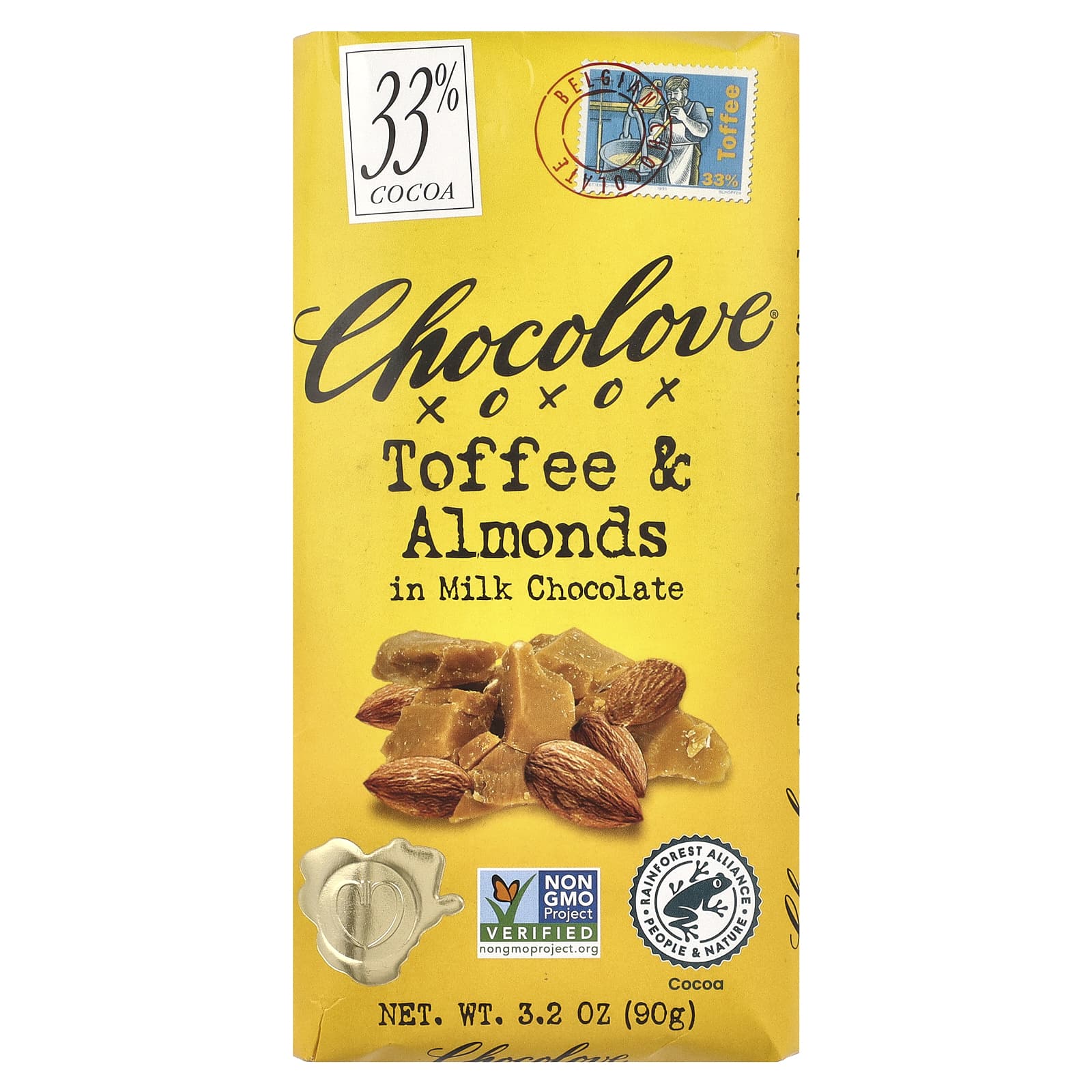 Chocolove Молочный шоколад с тоффи и миндалем 33 какао 90 г 32 унции 1490₽