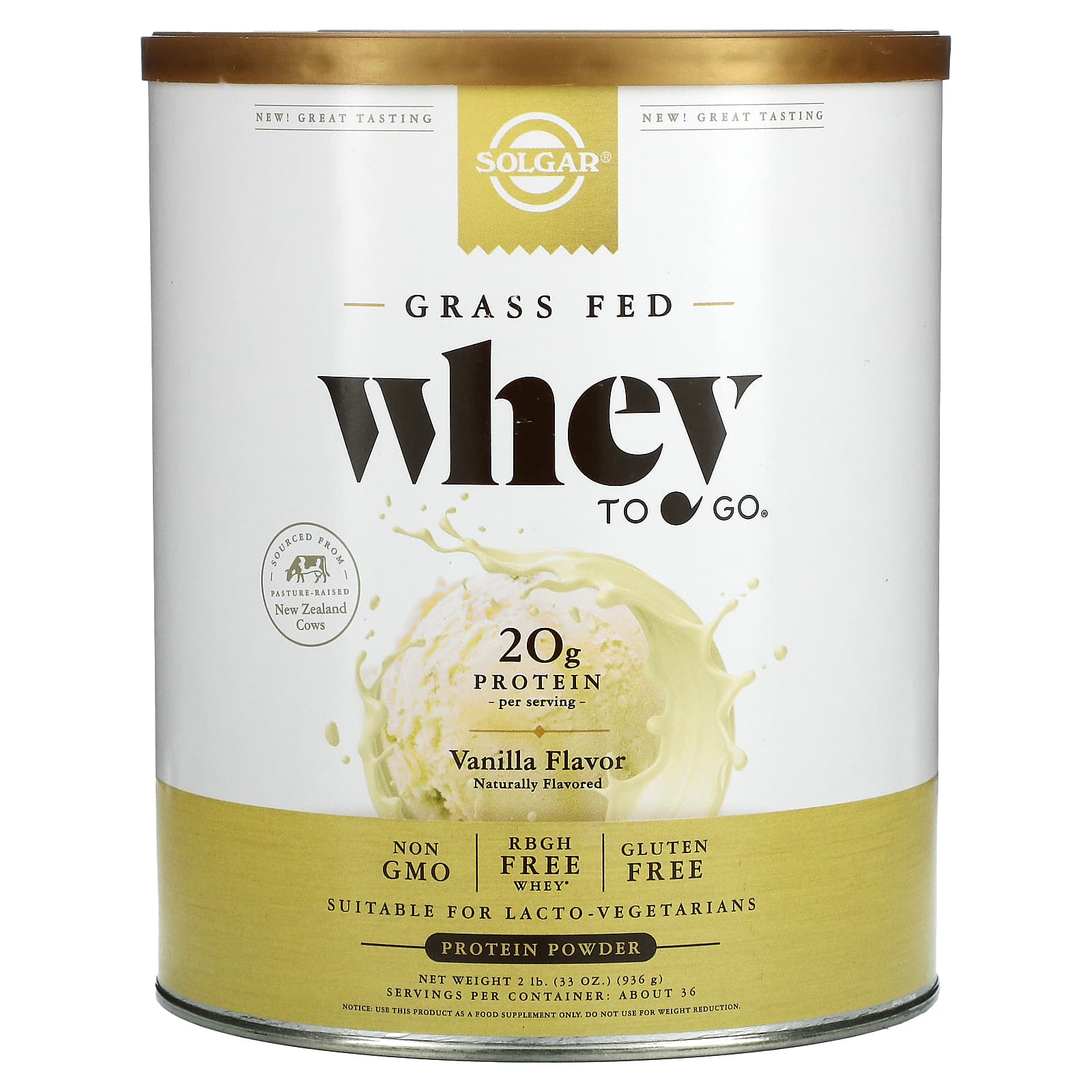 Solgar Whey To Go порошок сывороточного белка ваниль 936 г 33 унции 8590₽